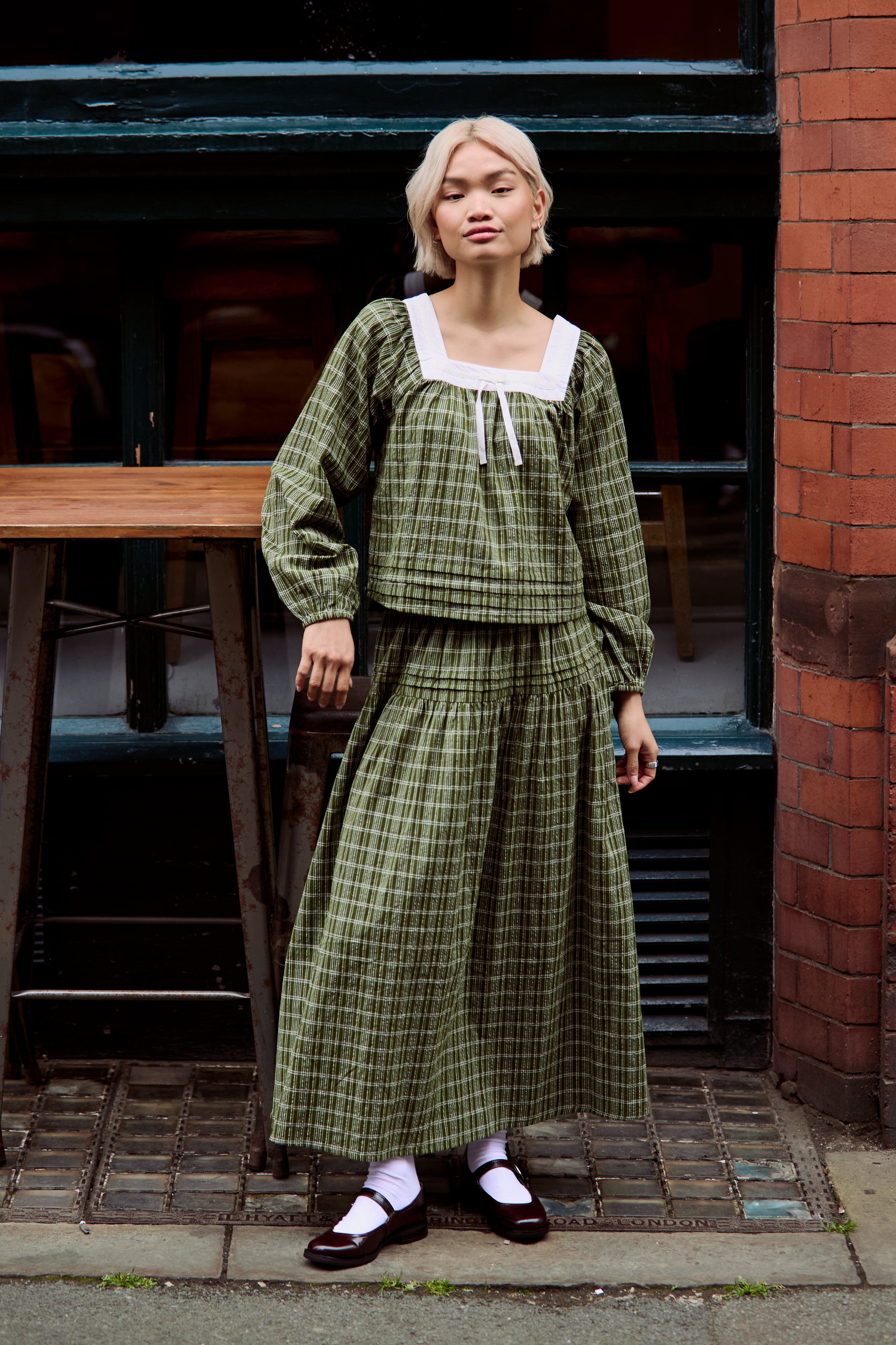 Flora Tiered Check Midaxi Skirt