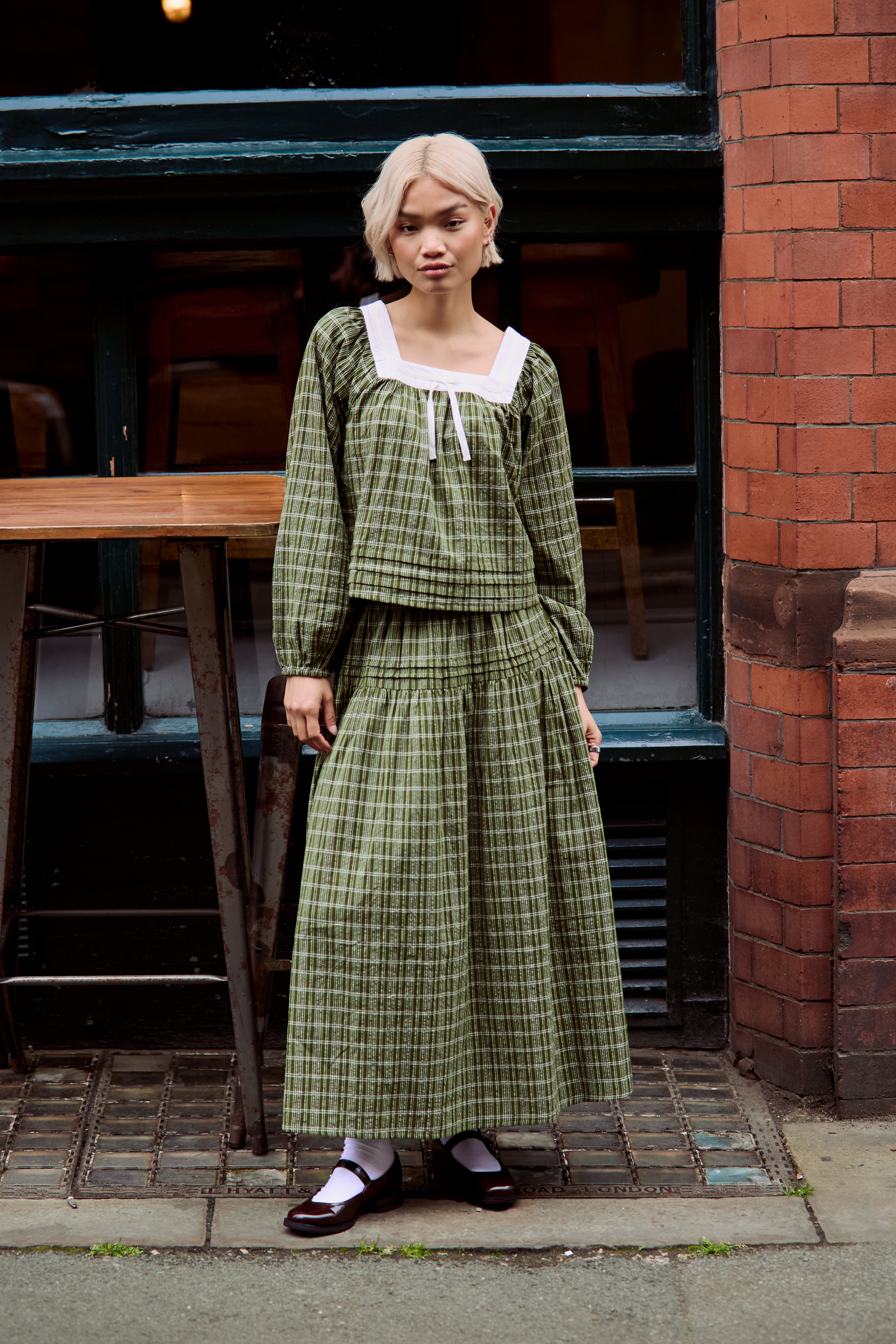 Flora Tiered Check Midaxi Skirt