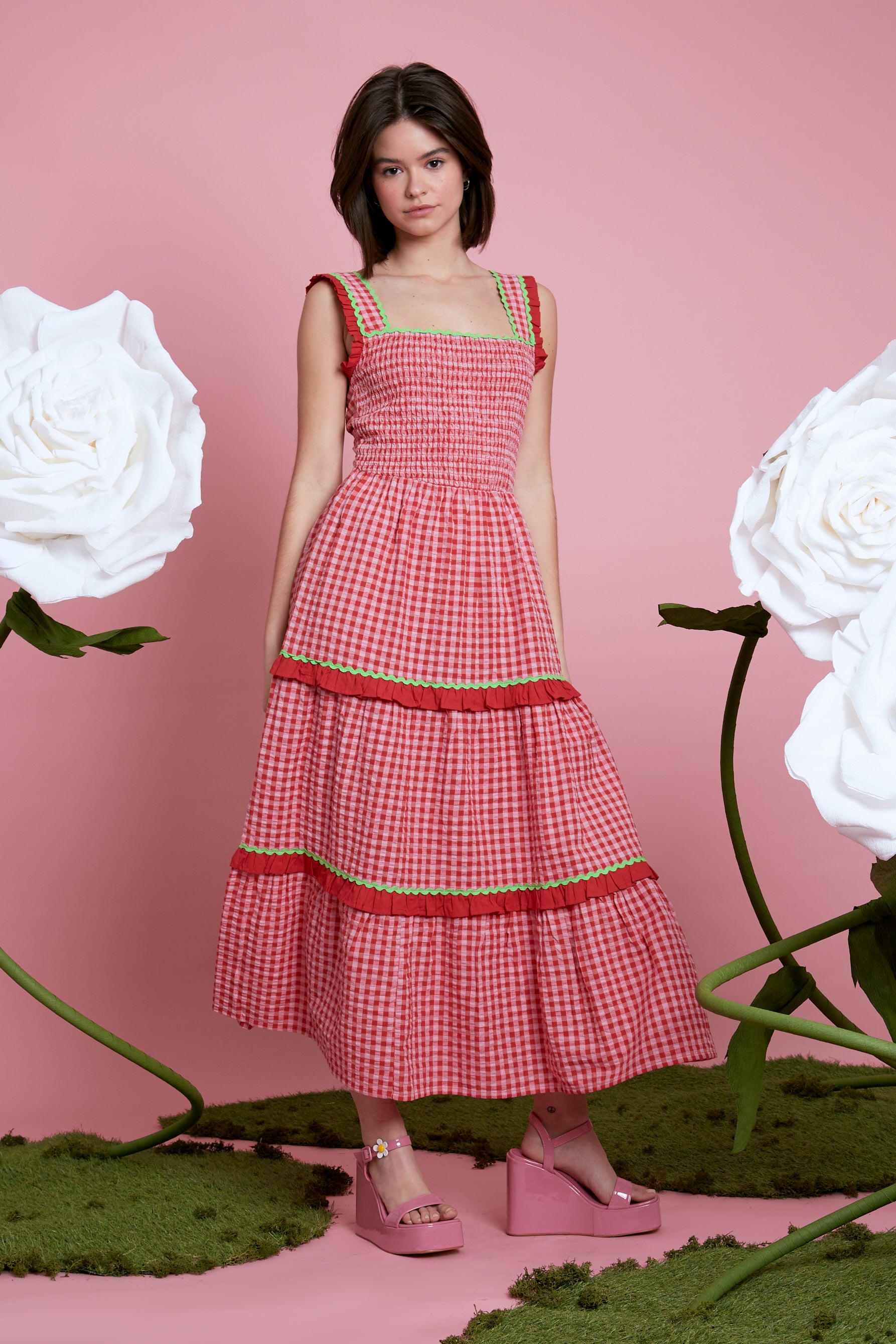 Filippa Gingham Dress - Pink