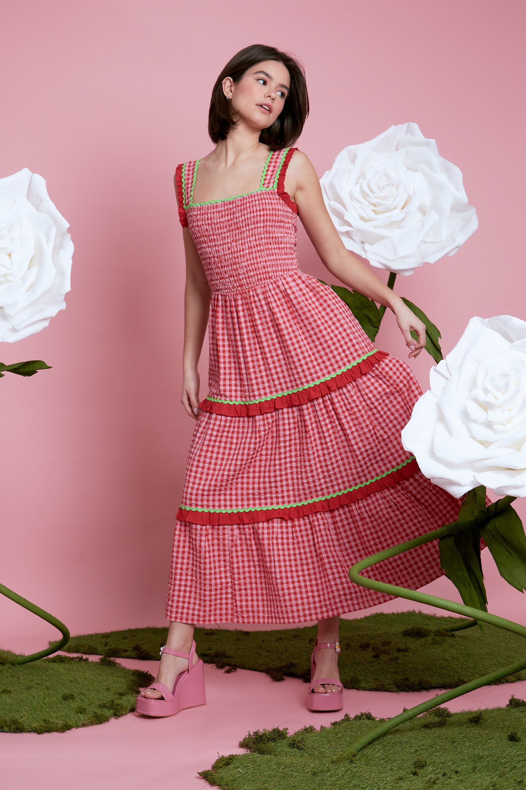 Filippa Gingham Dress - Pink