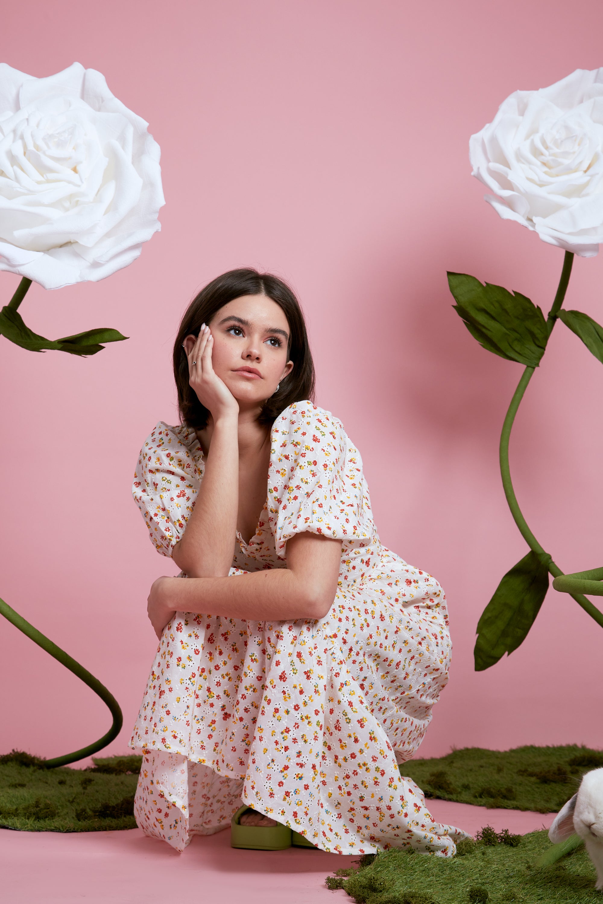 Blossom Tiered Broderie Dress - White