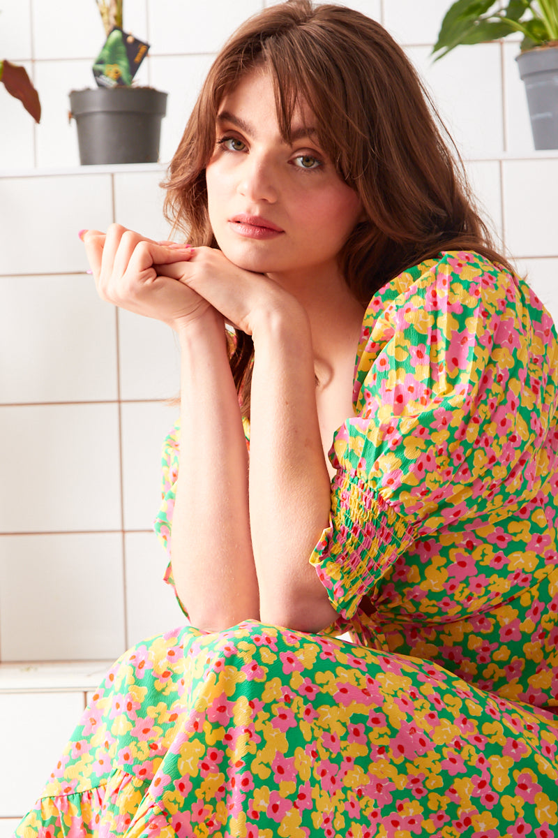 Valerie Midi Tea Dress - Yellow