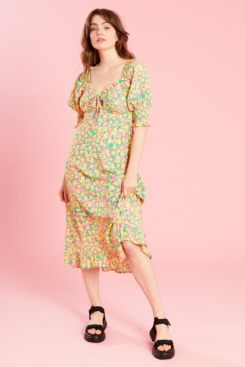 Valerie Midi Tea Dress - Yellow