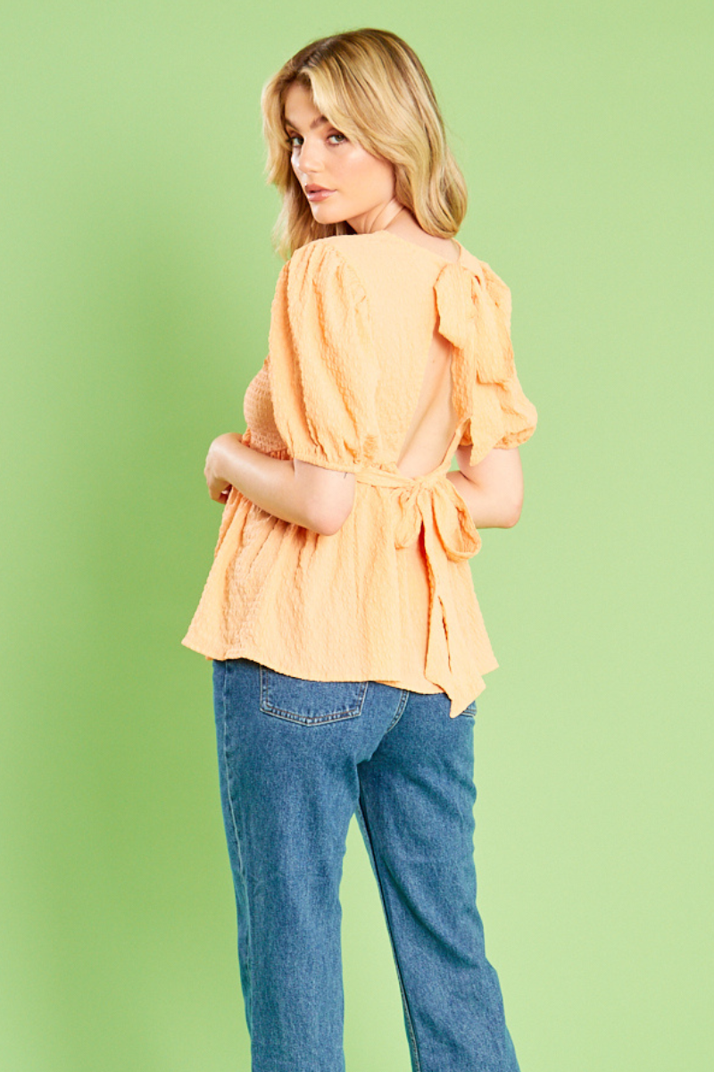 Marnie Peplum Blouse Orange