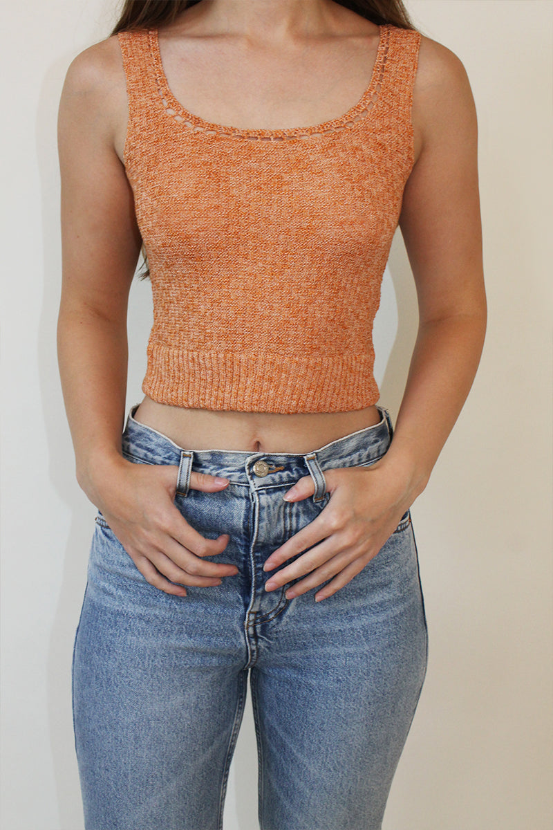 Crop Knit Top <br/> Orange