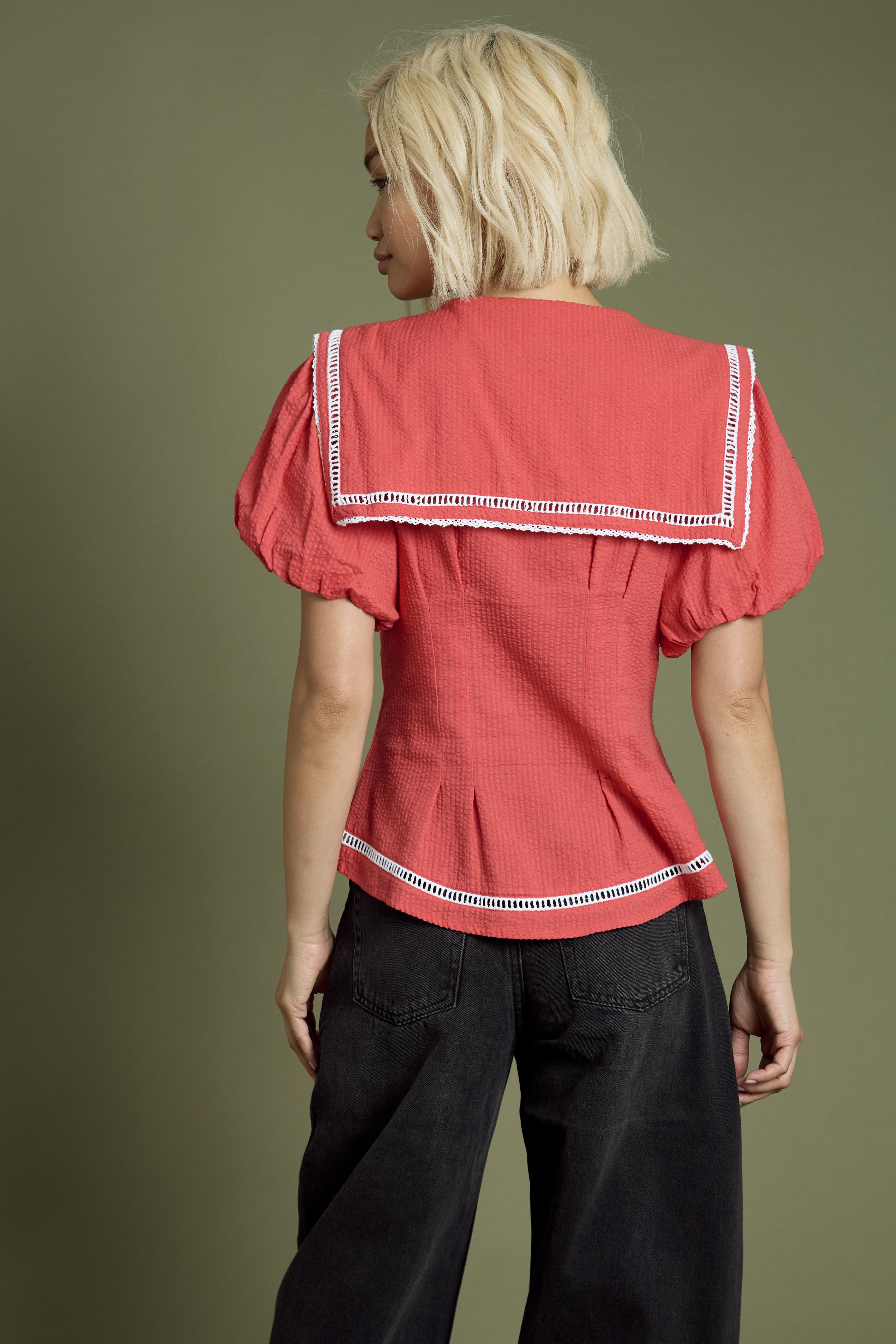 Wren Oversized Sailor Collar Fitted Blouse