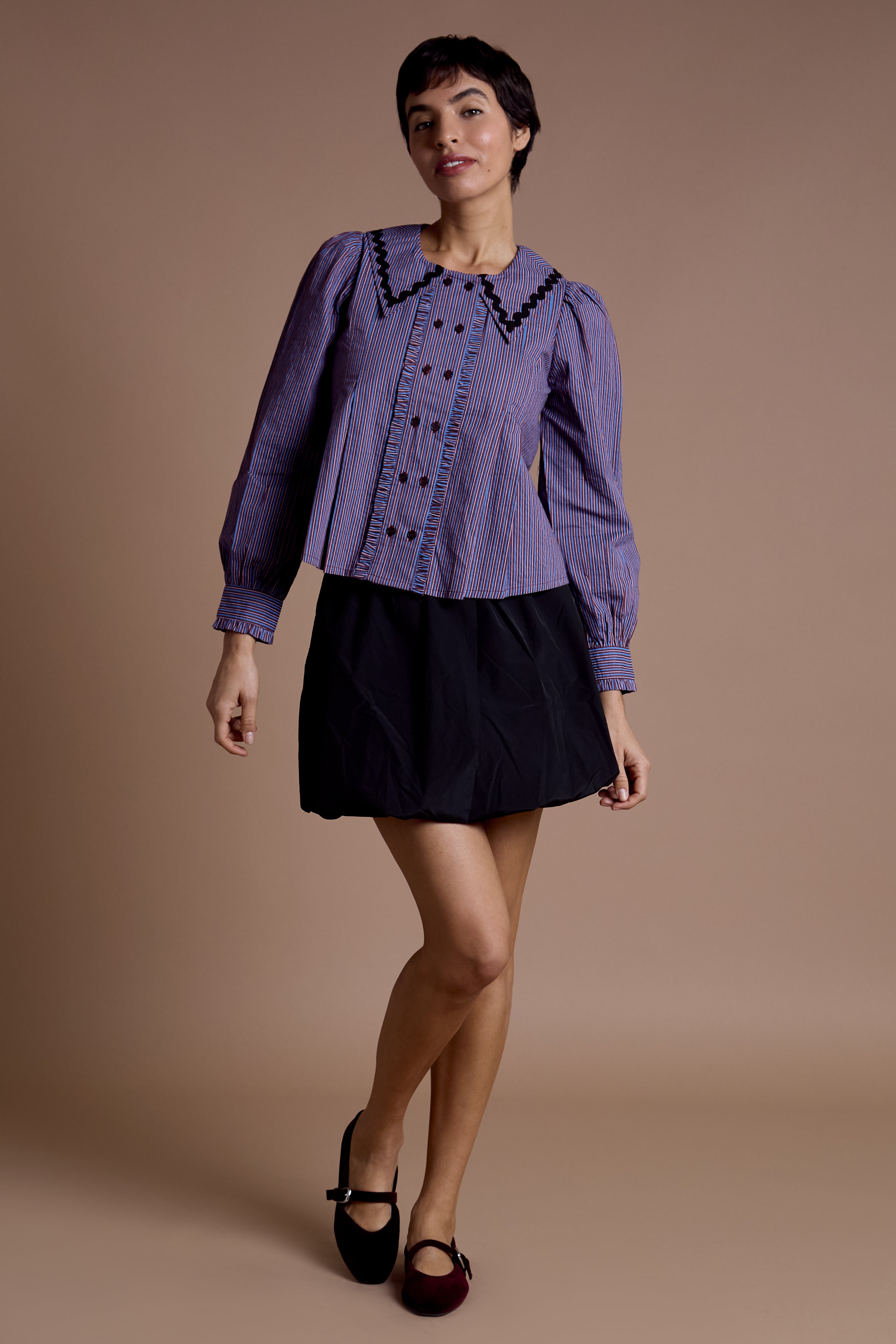 Nina Striped Collar Blouse
