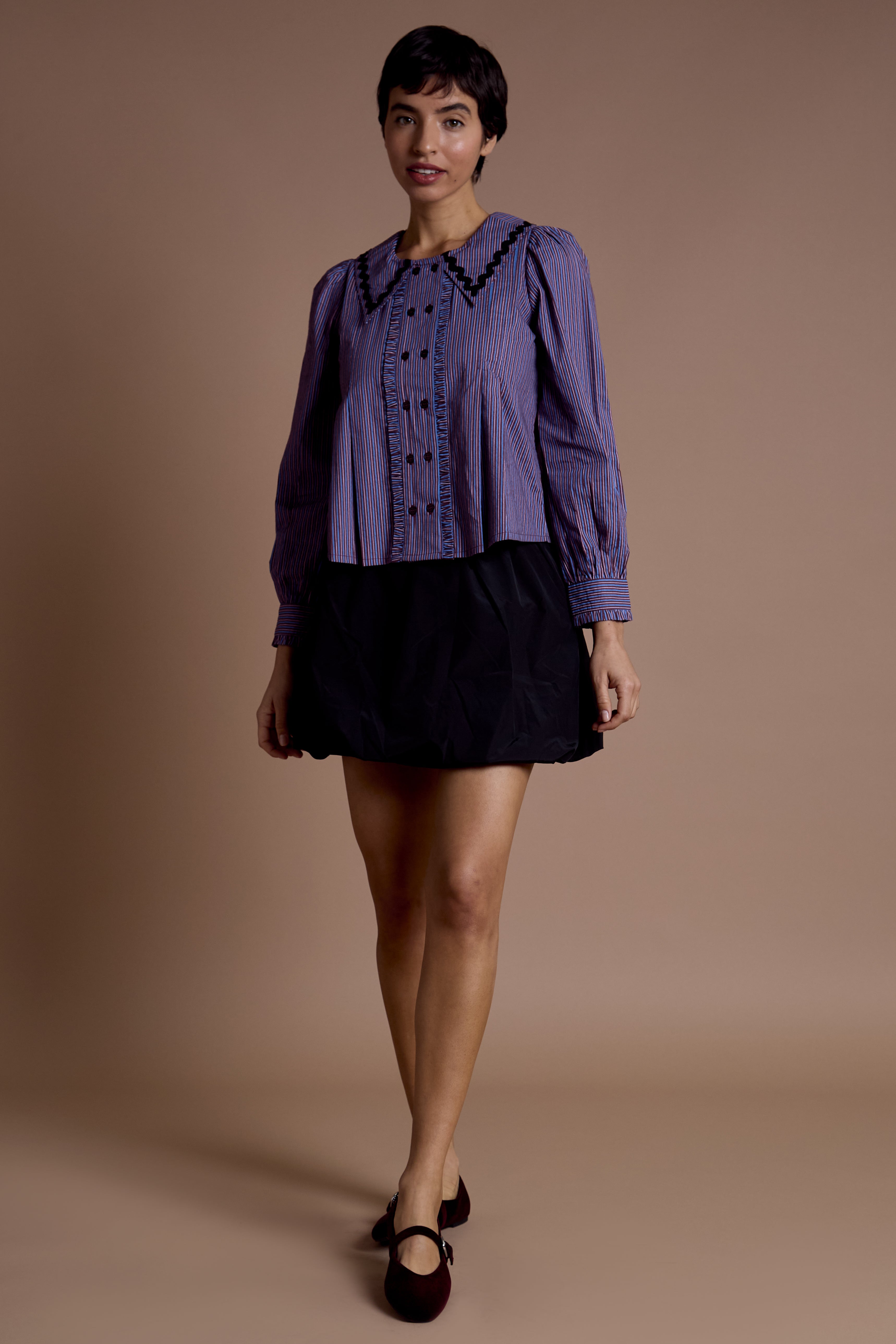 Nina Striped Collar Blouse