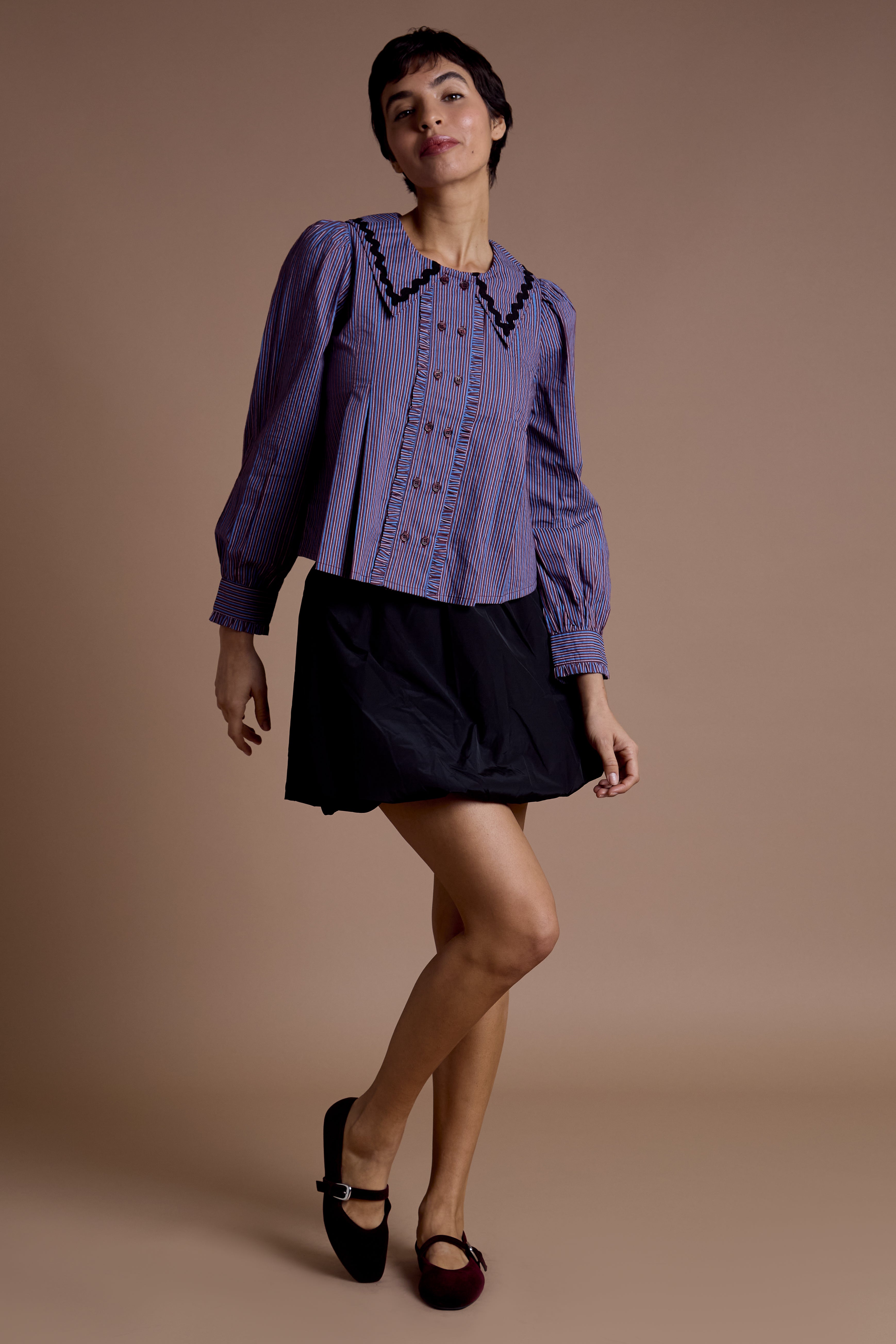 Nina Striped Collar Blouse