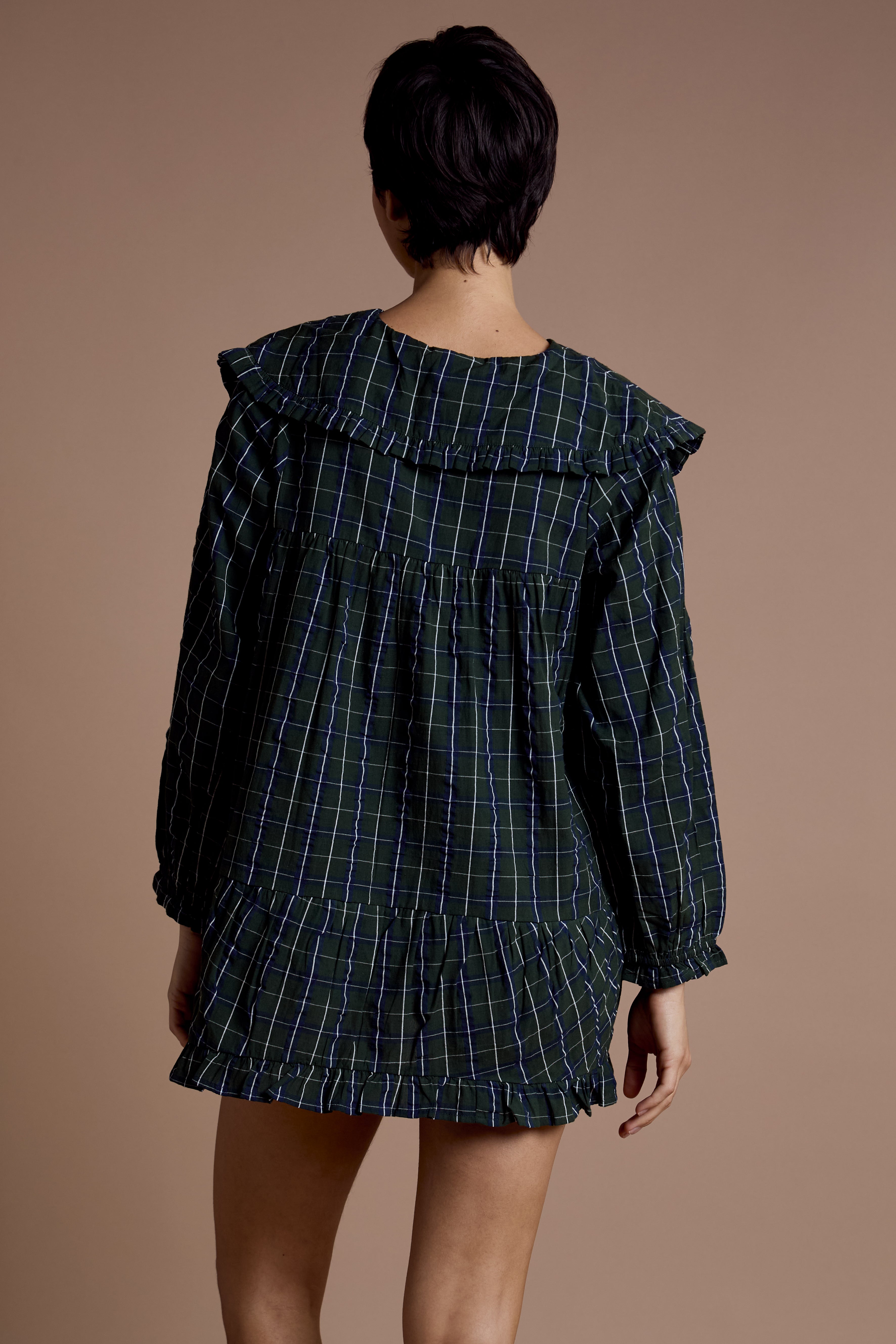 Tessa Oversized Collar Check Dress