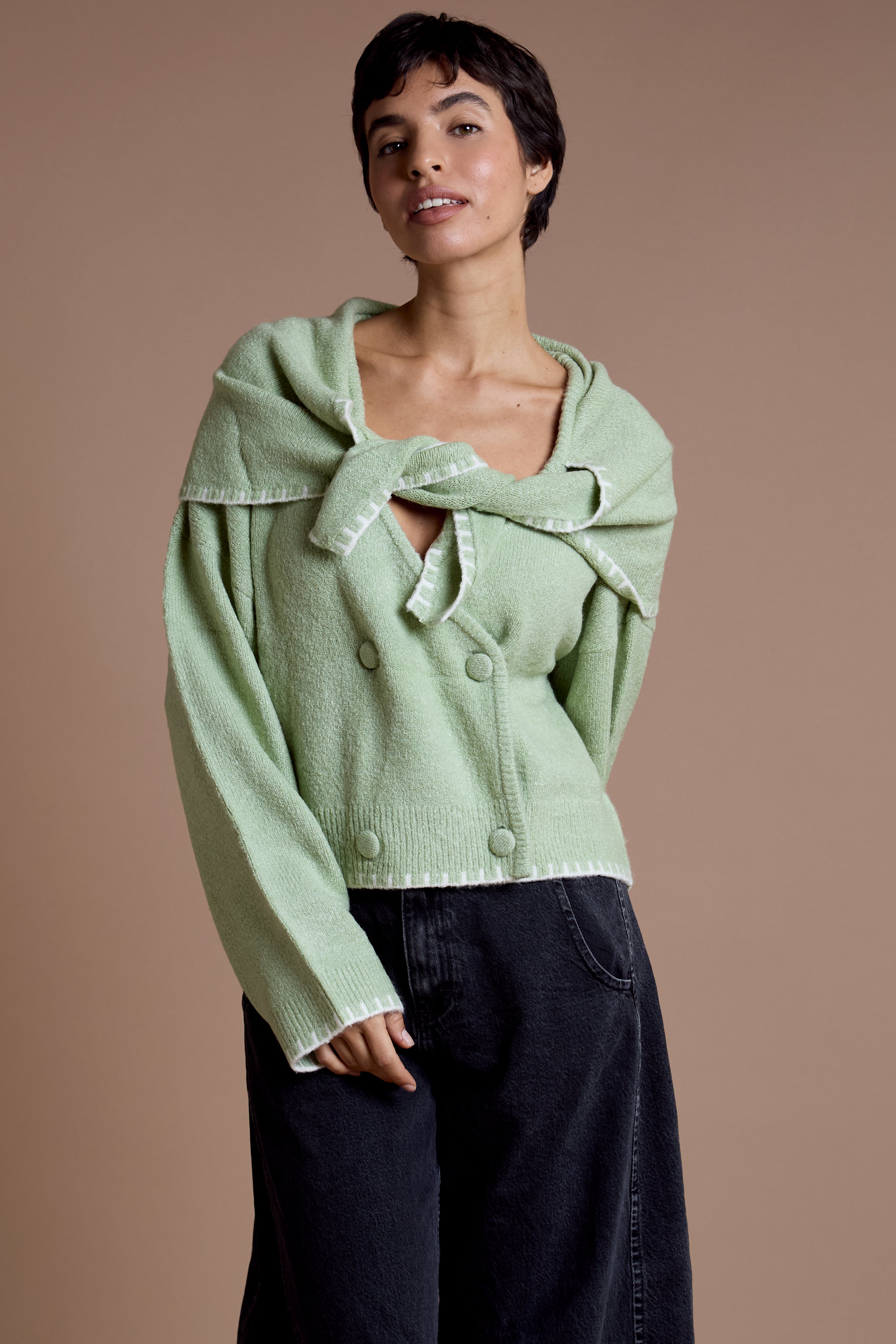トップス Eaphi SCARF MOTIF KNIT CARDIGAN Kapital - Hand Knit PECKISH TROUT ZIP Cardigan - Navy | UP THERE