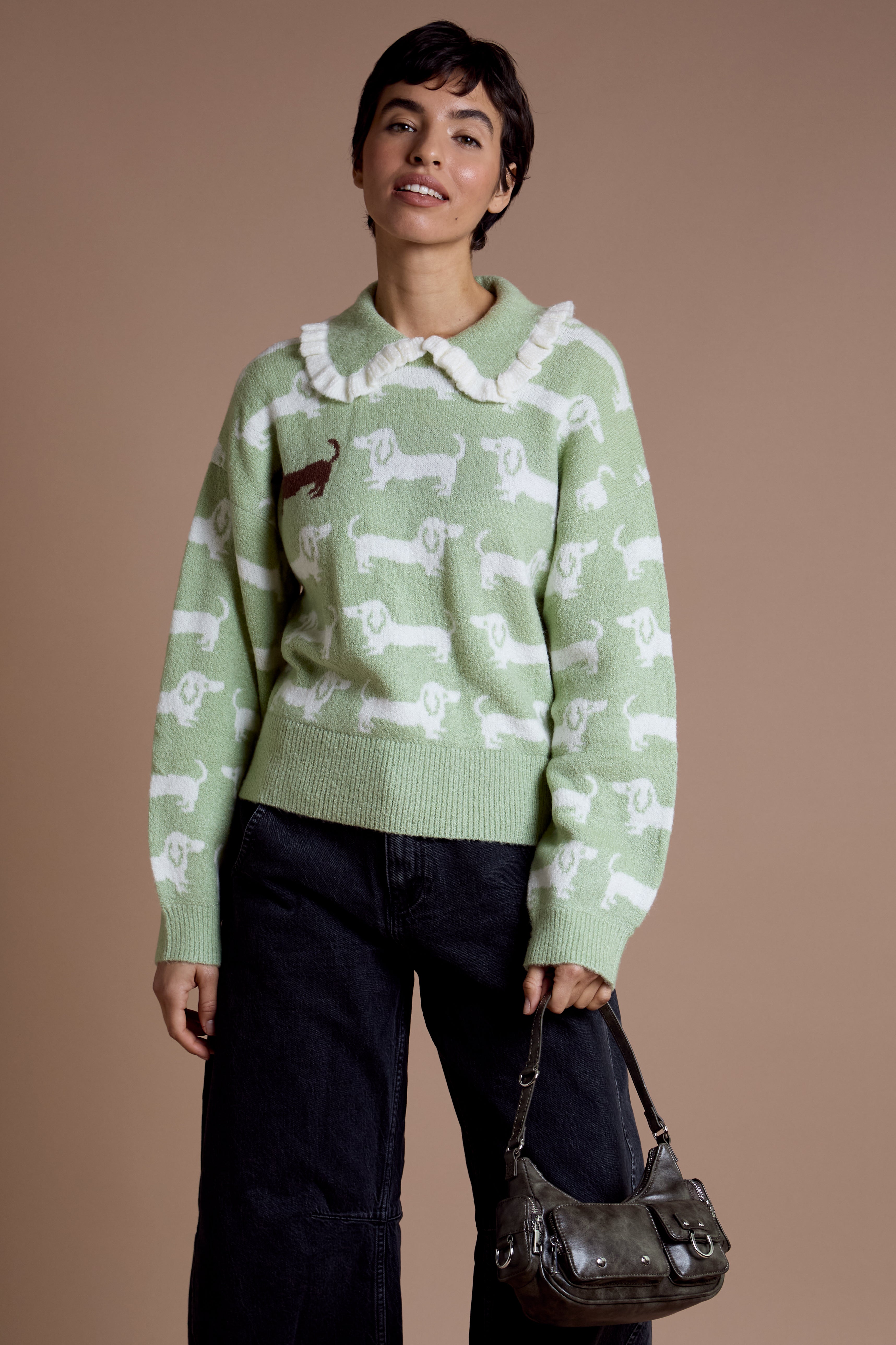 Arnie Frill Collar Sausage Dog Jumper