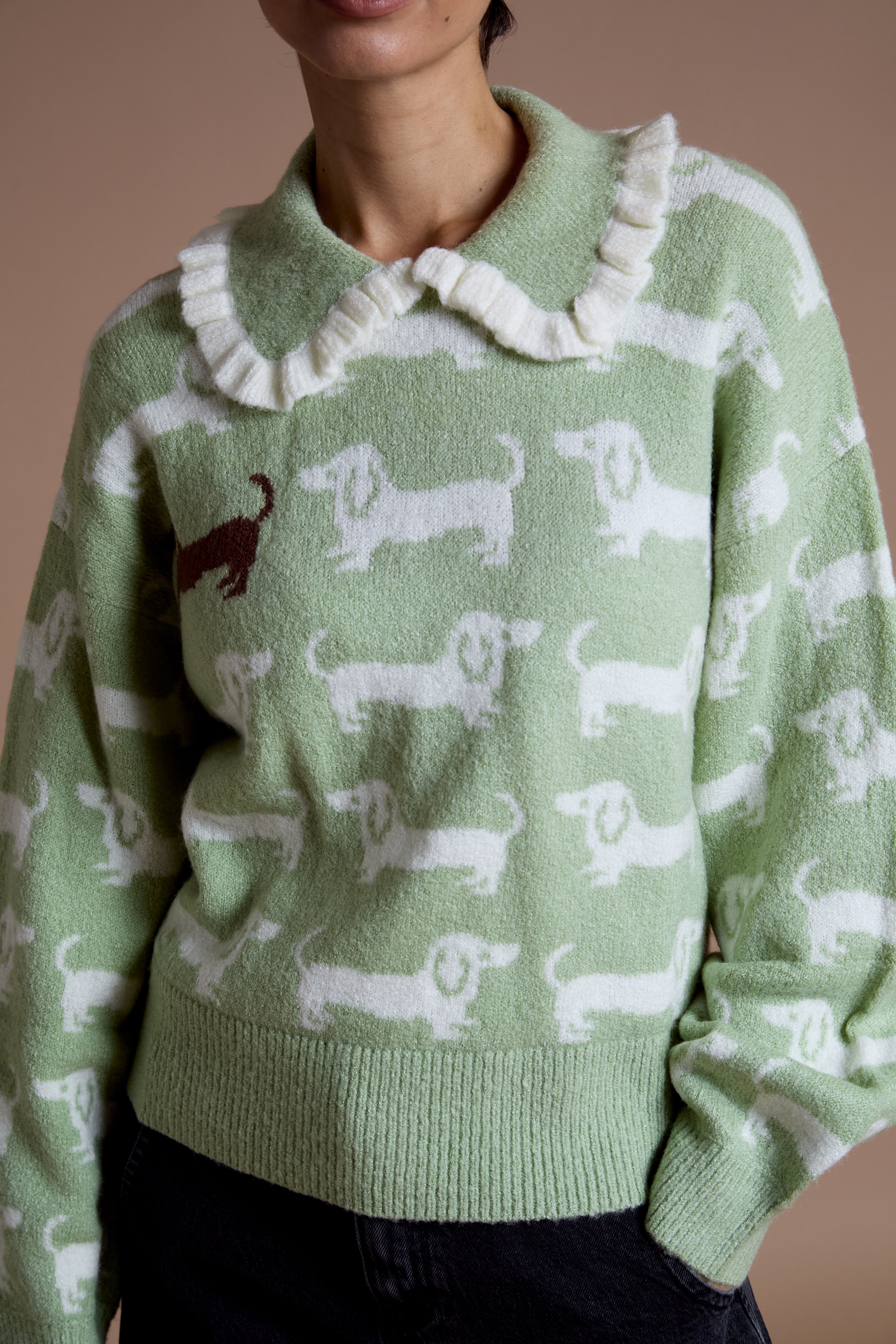 Arnie Frill Collar Sausage Dog Jumper