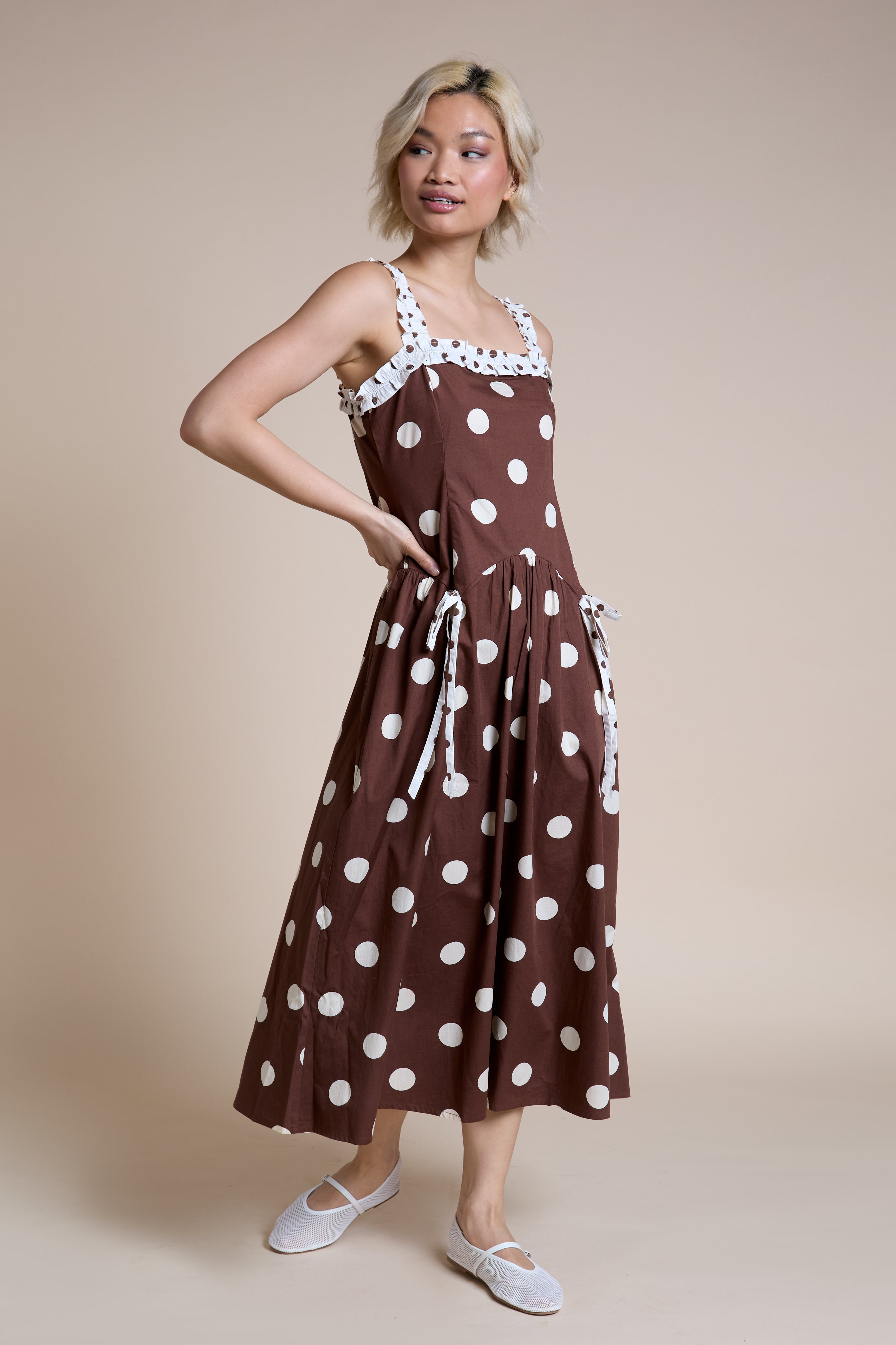 Eliza Midi Polka Dot Dress
