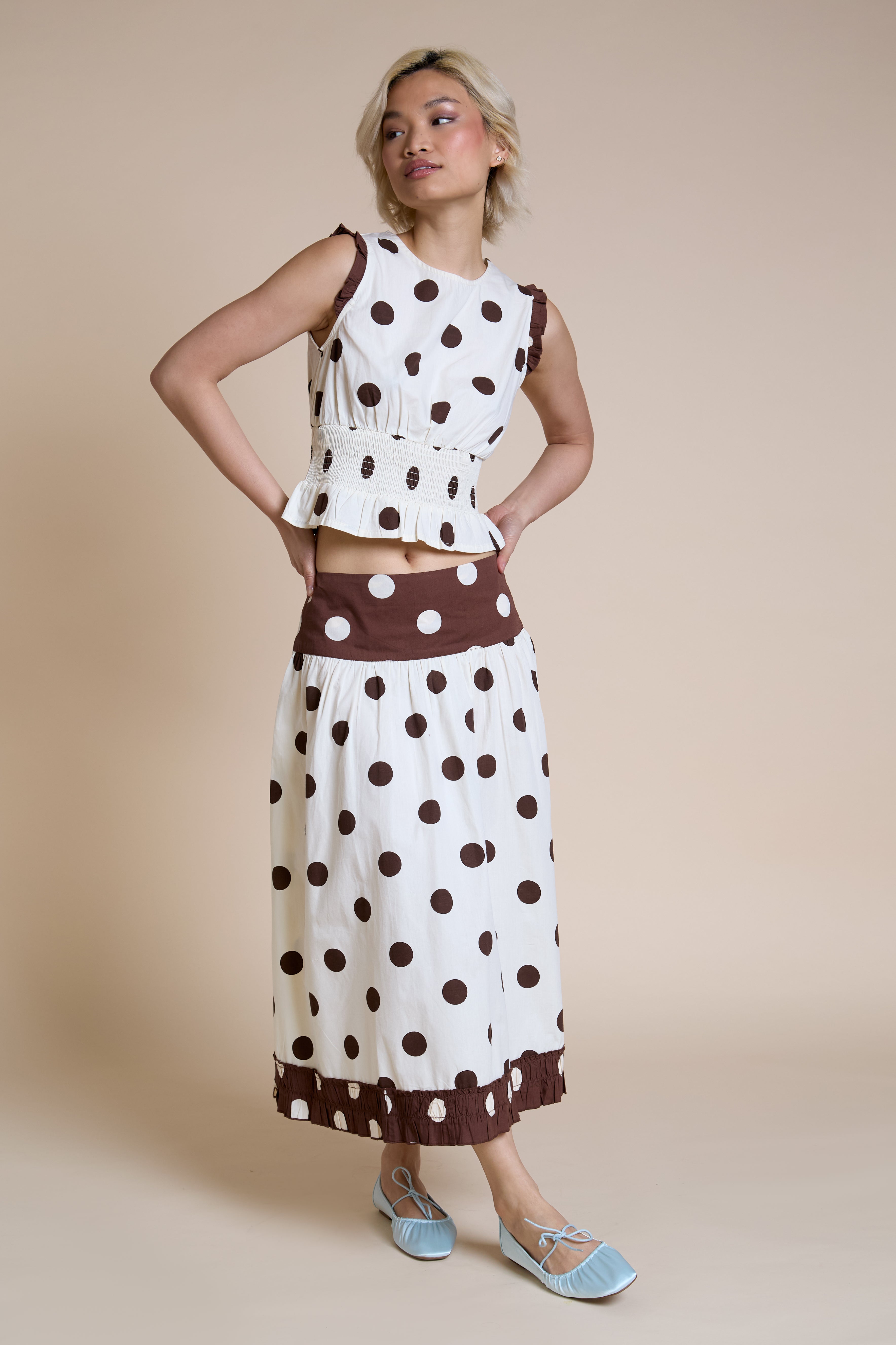 Eliza Polka Dot Midi skirt