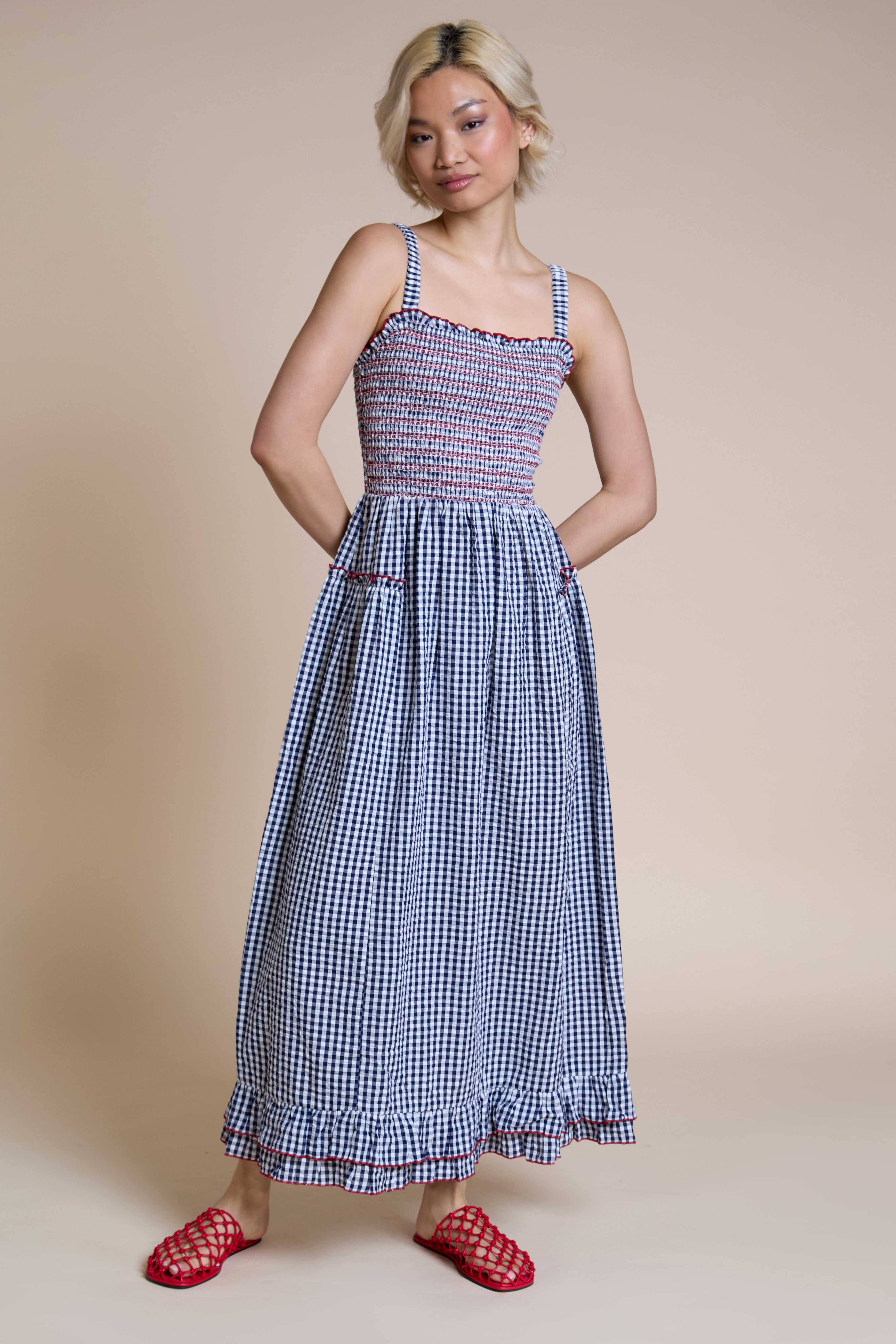 Lilah Check Midaxi Dress