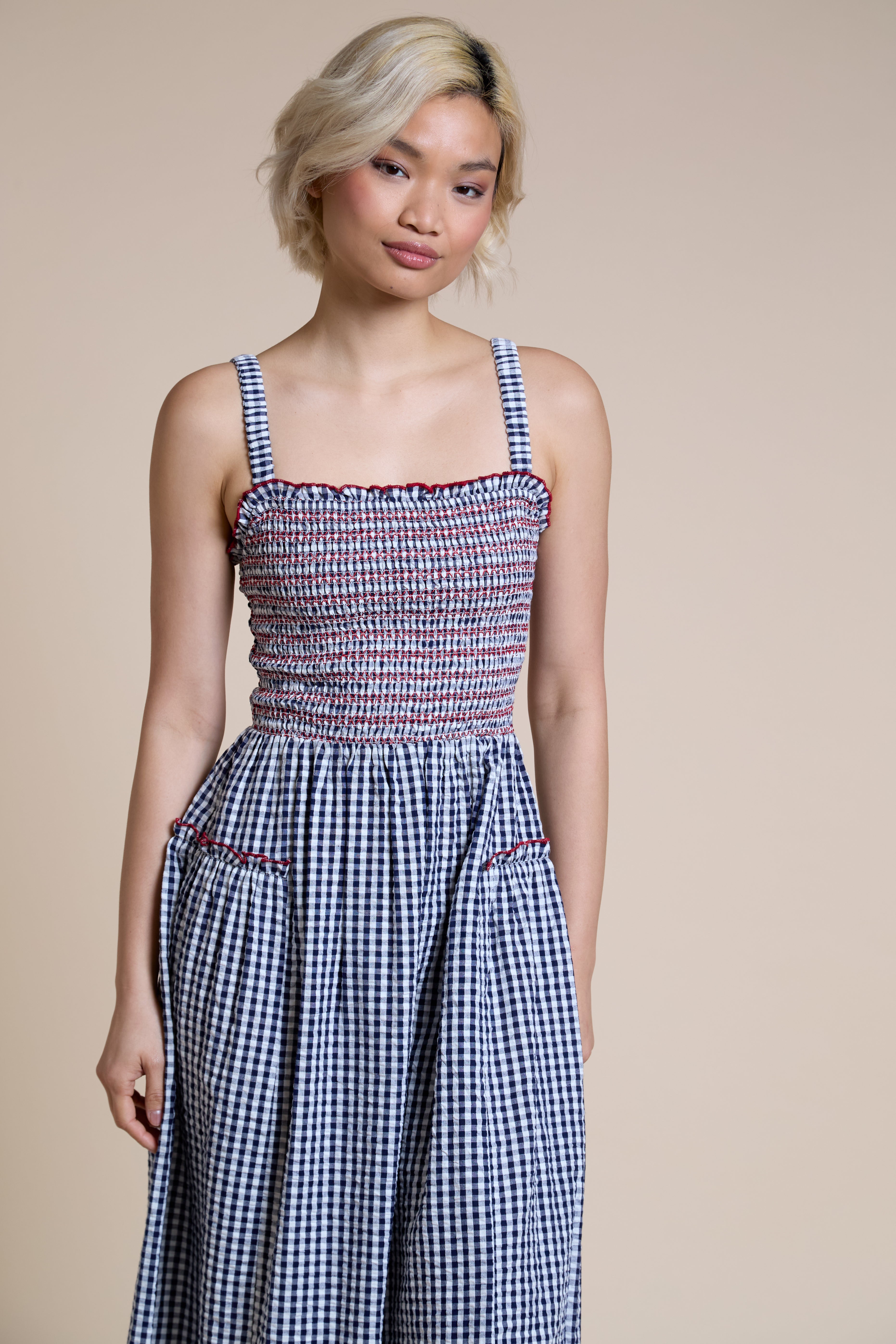 Lilah Check Midaxi Dress