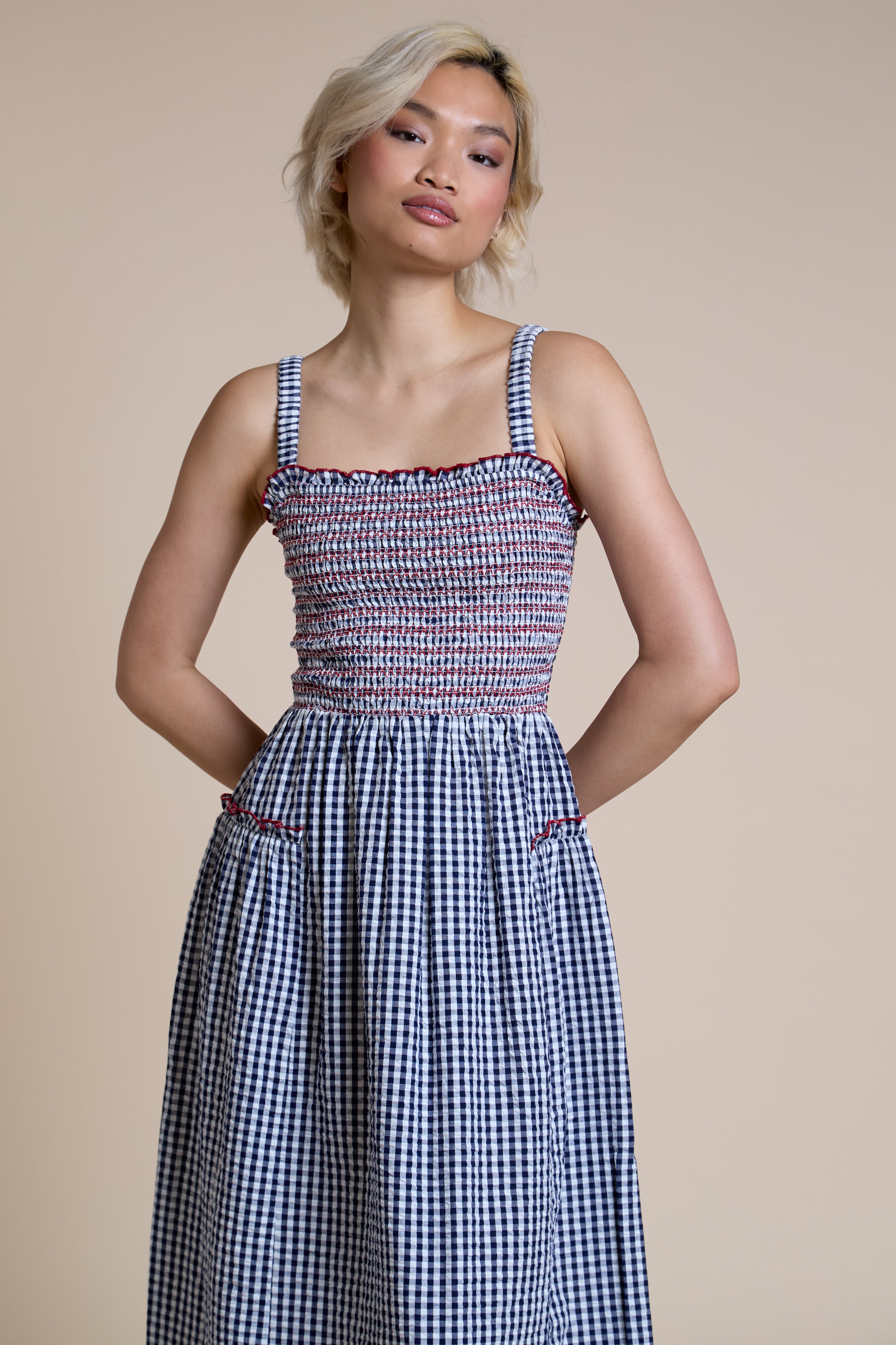 Lilah Check Midaxi Dress