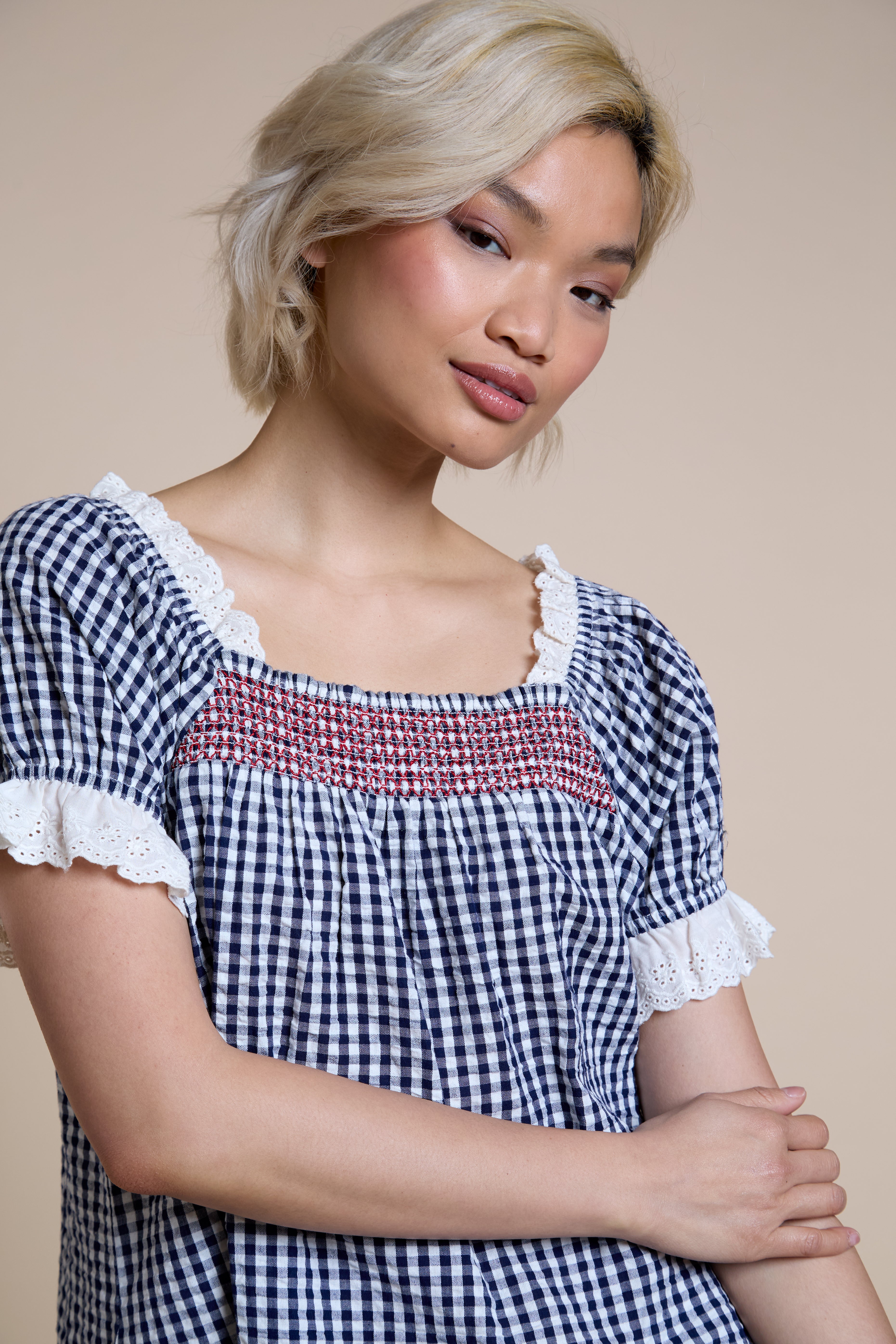 Lilah Check Babydoll Dress
