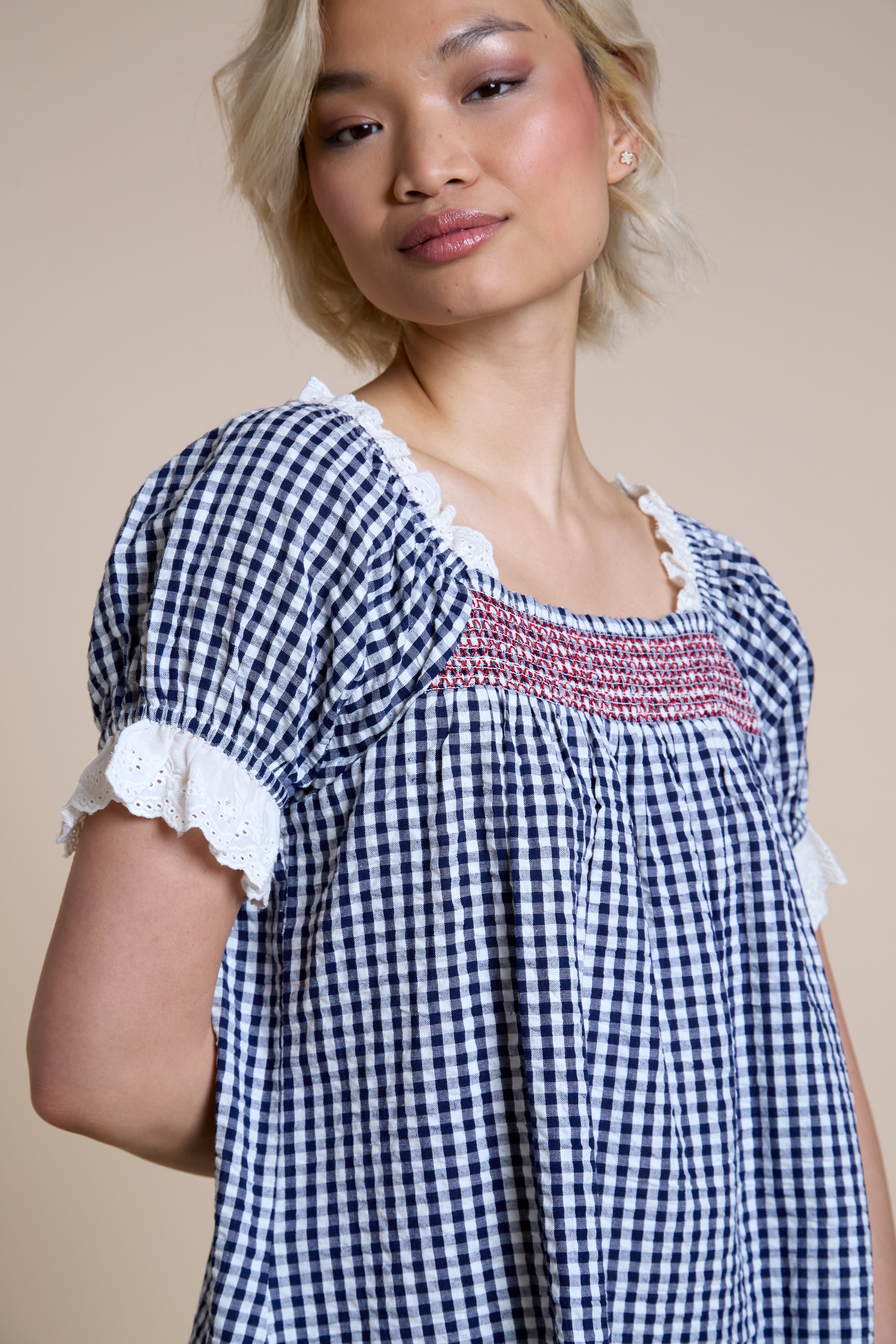 Lilah Check Babydoll Dress