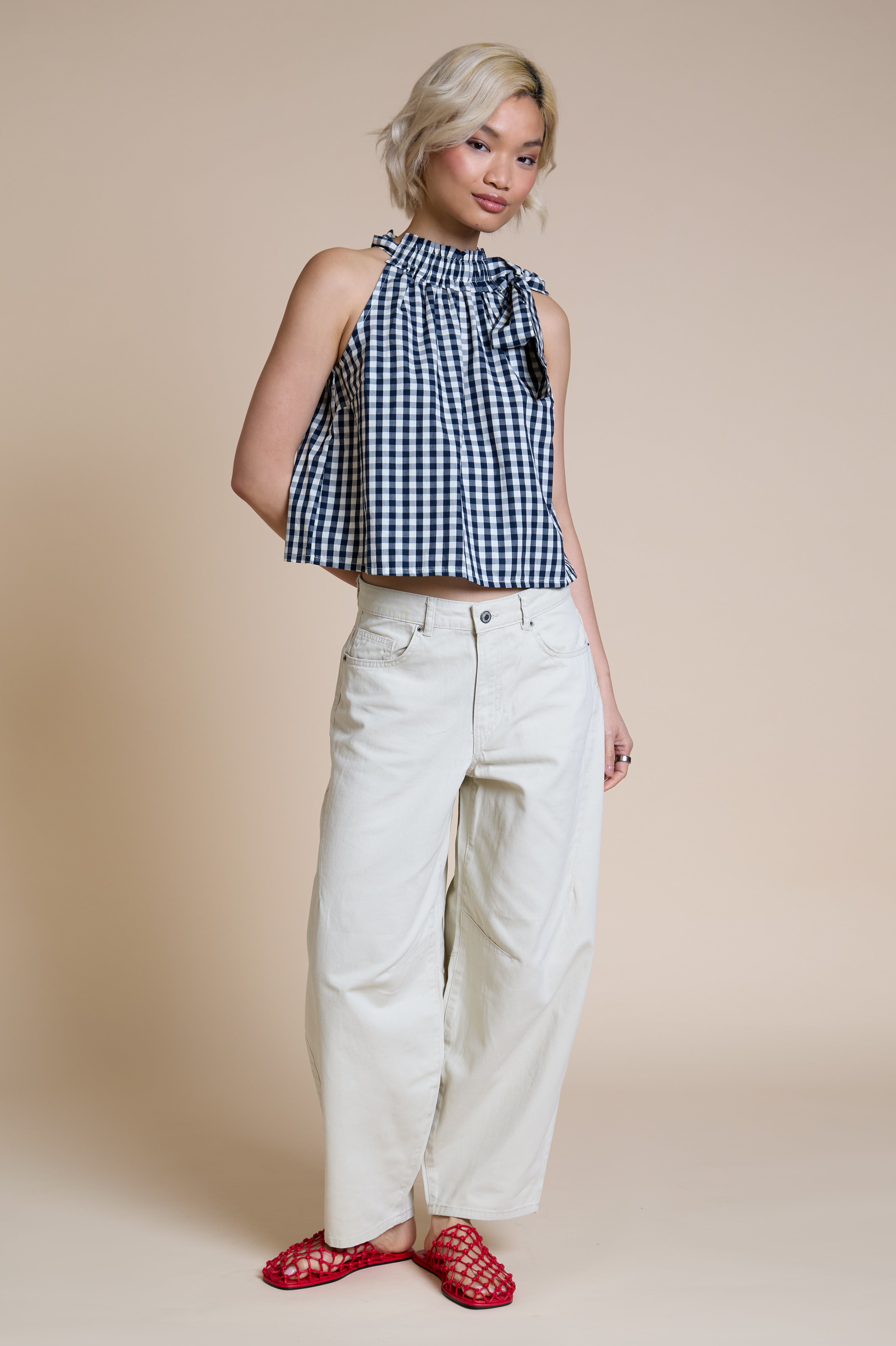 Indigo Bow Detail Top