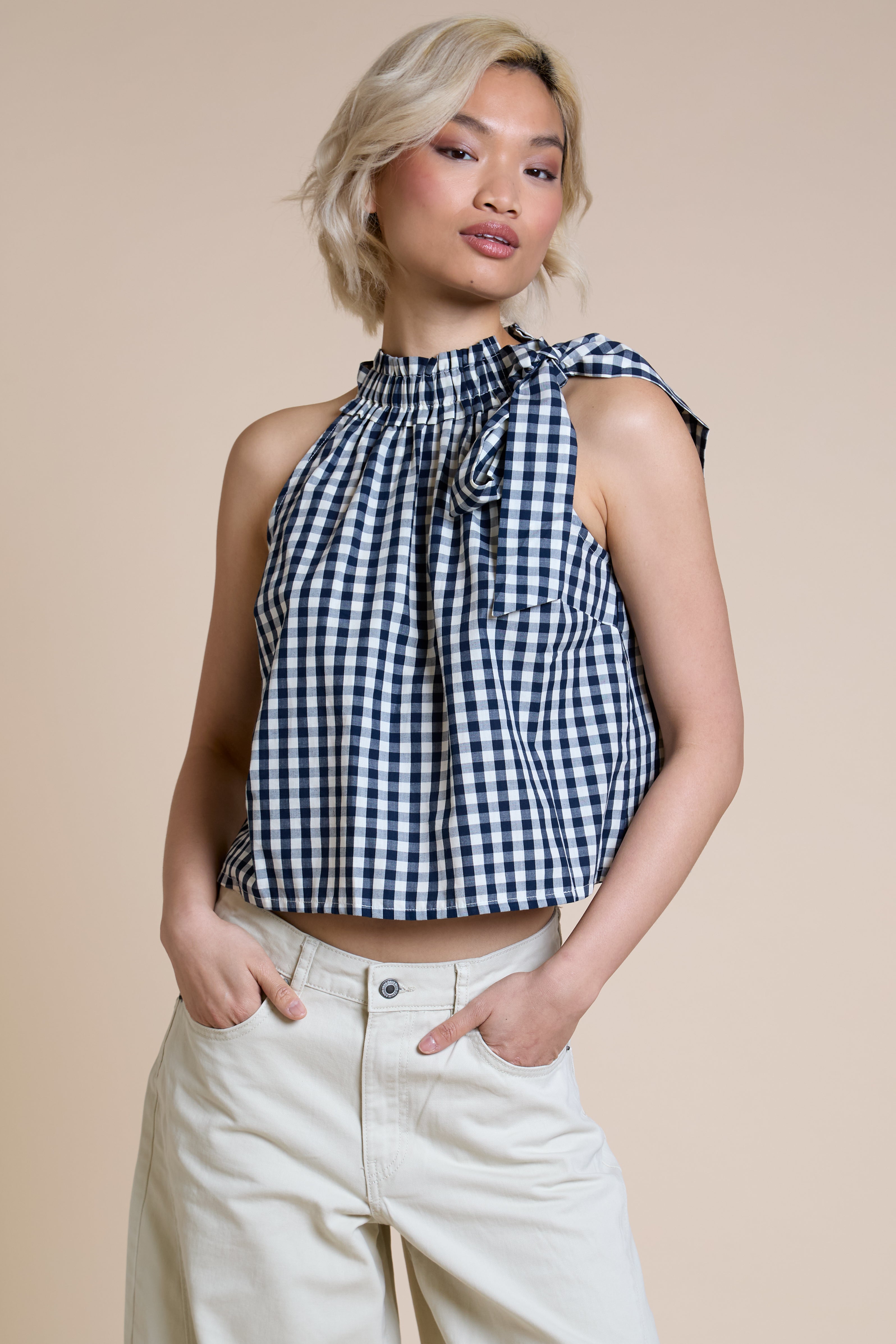 Indigo Bow Detail Top