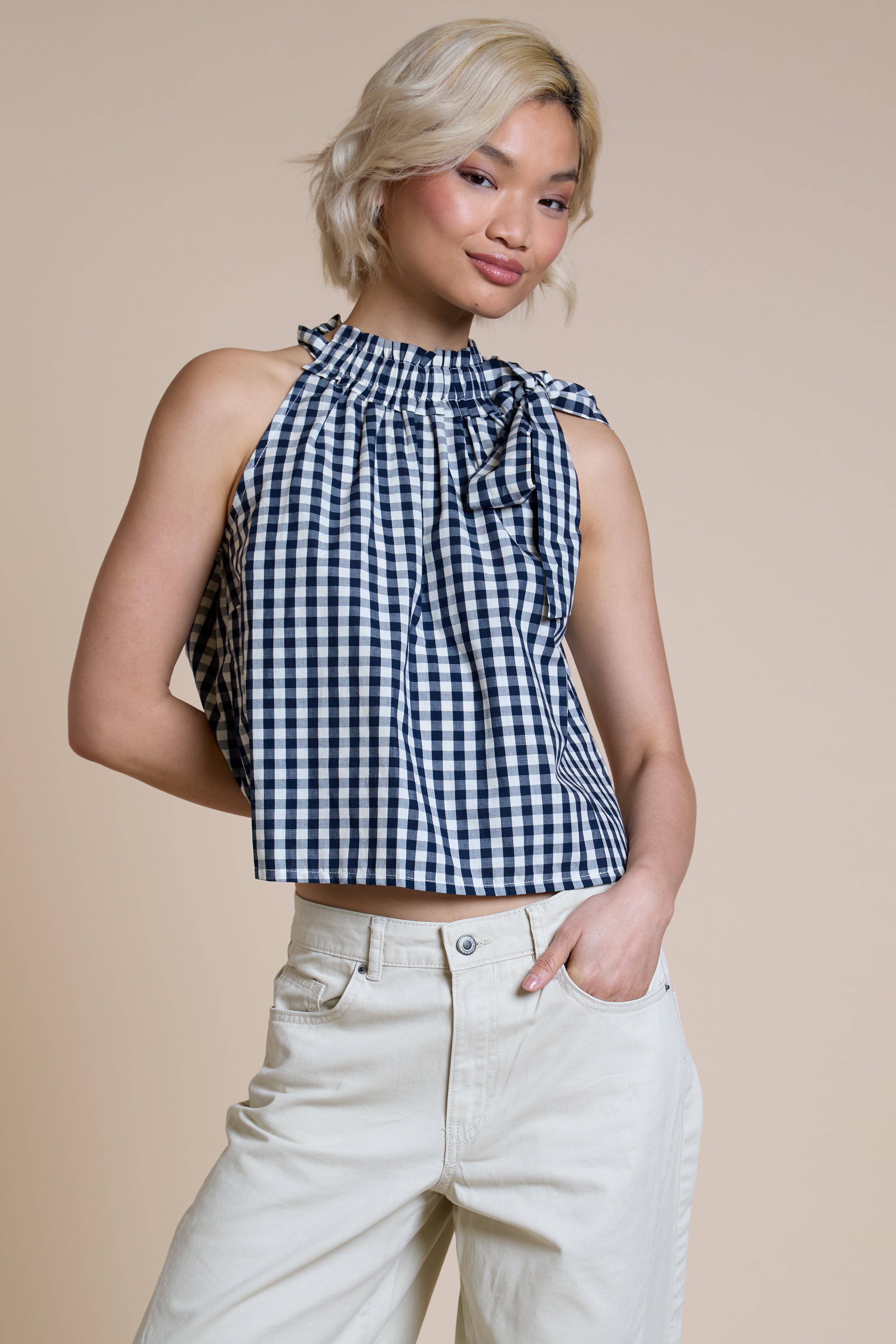 Indigo Bow Detail Top
