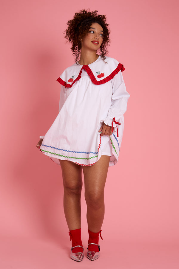 Sicily Tomato Embroidery Smock Playsuit