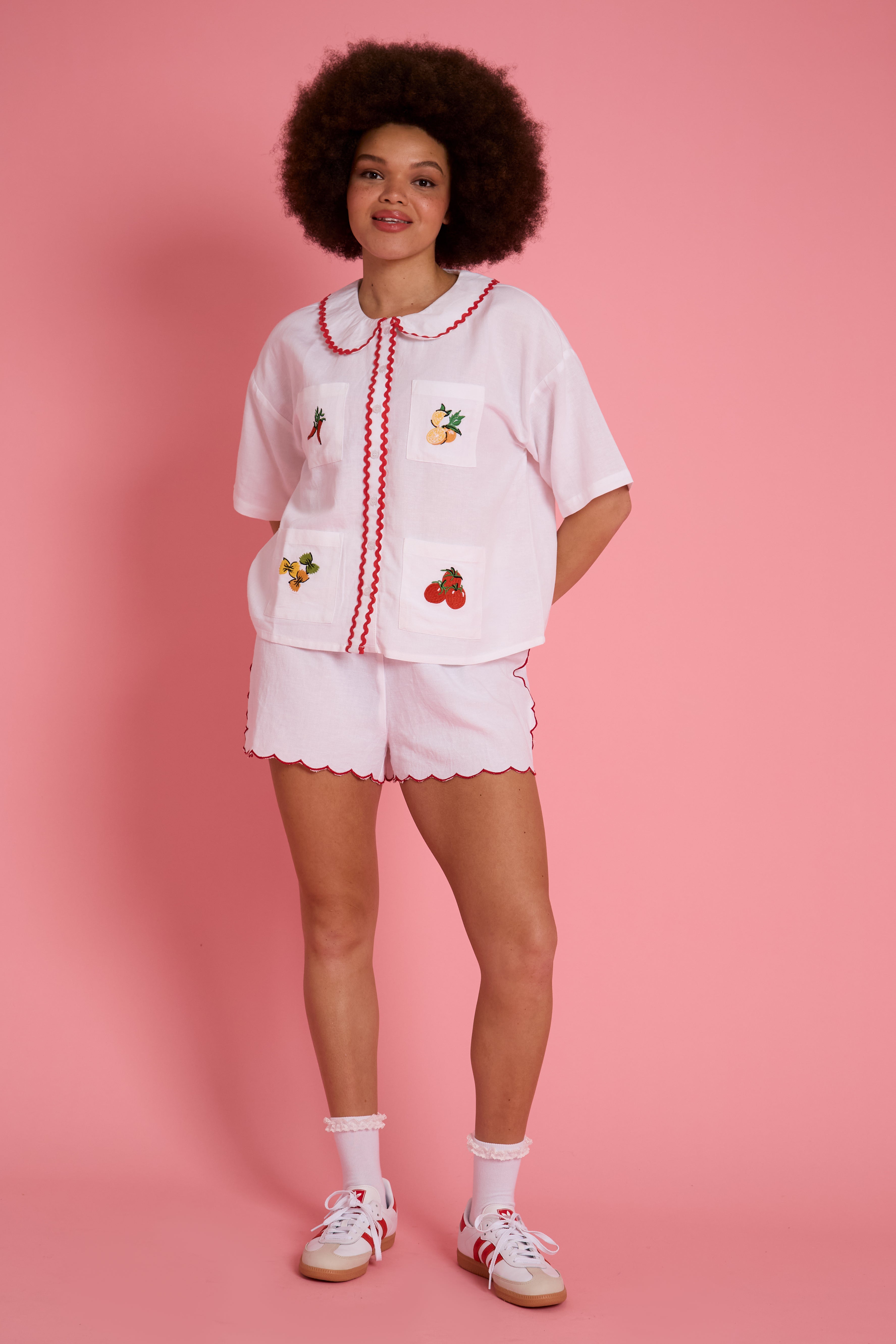 Cleo Embroidered Linen Blouse - Curve