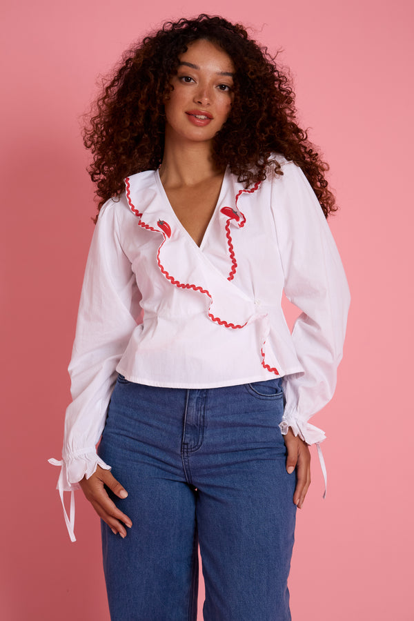 Charley Tomato Embroidery Blouse