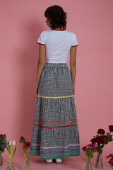 Maya Ric Rac Gingham Maxi Skirt