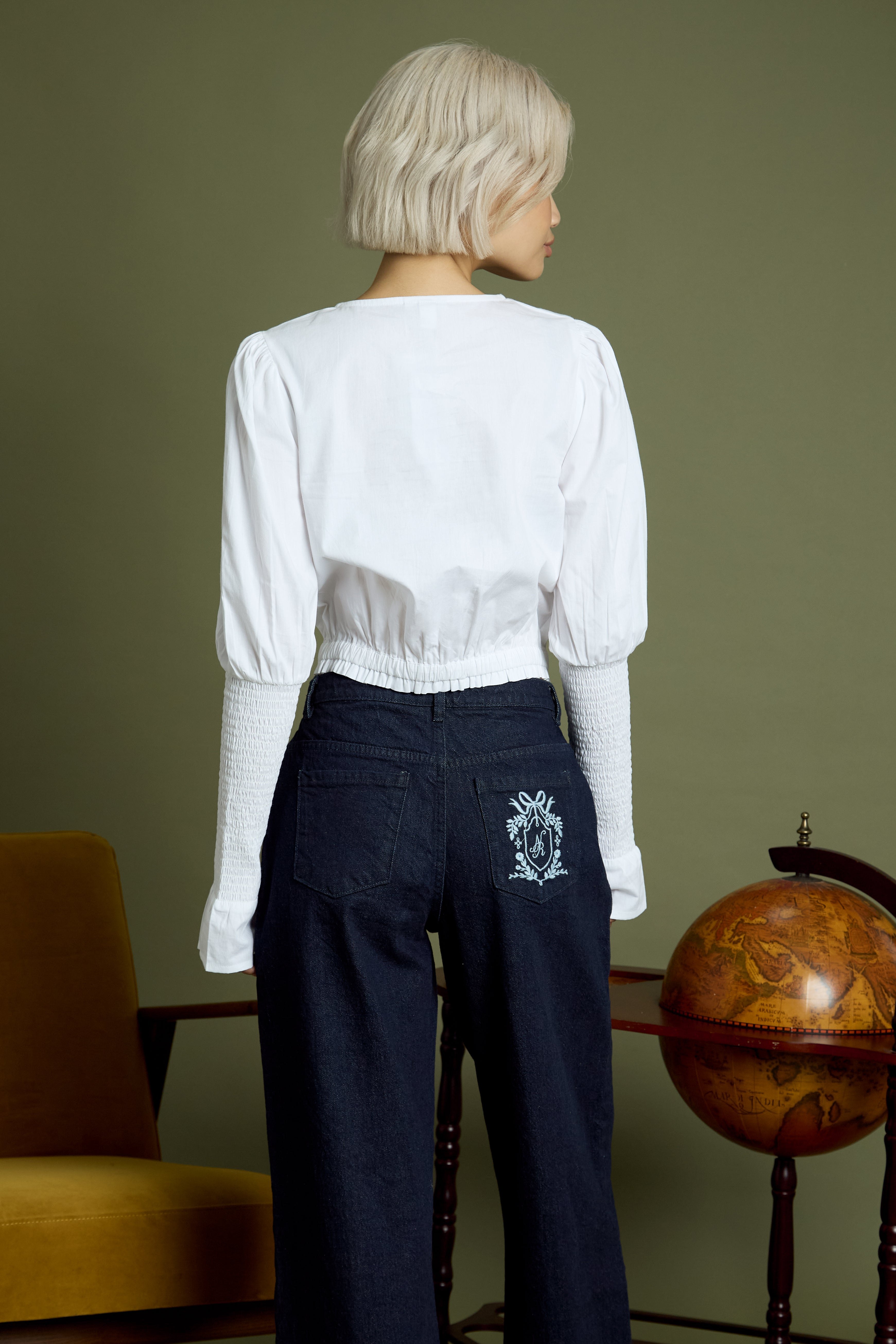 Trixie Puff Shirred Sleeve Blouse