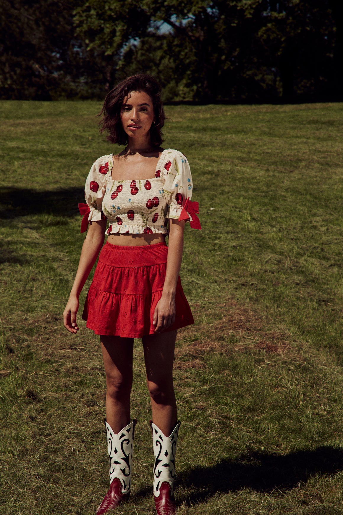 Augustine Shirred Crop Top - Cream