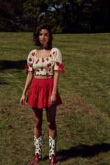 Augustine Shirred Crop Top - Cream