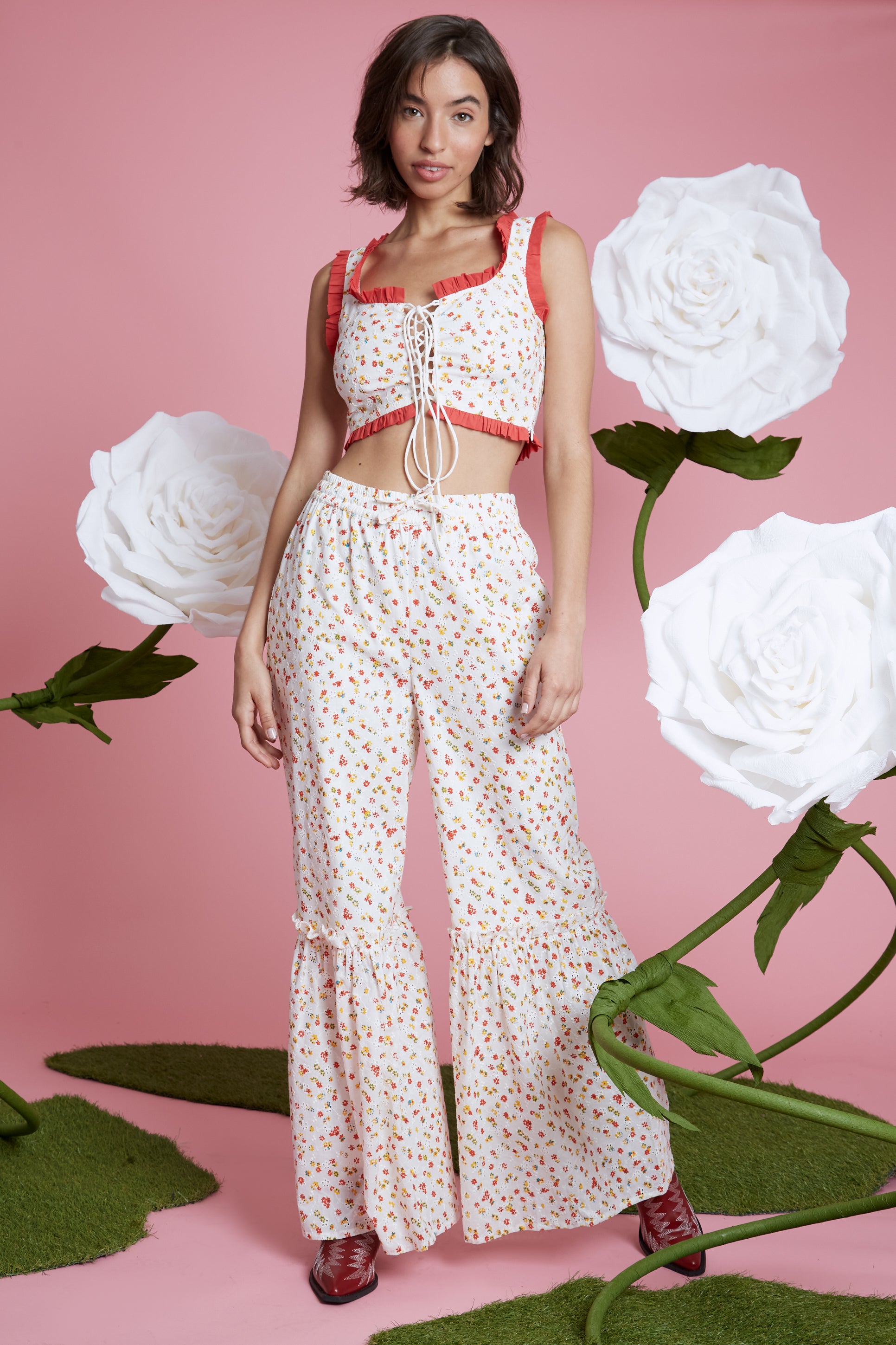 Blossom Broderie Trousers - White