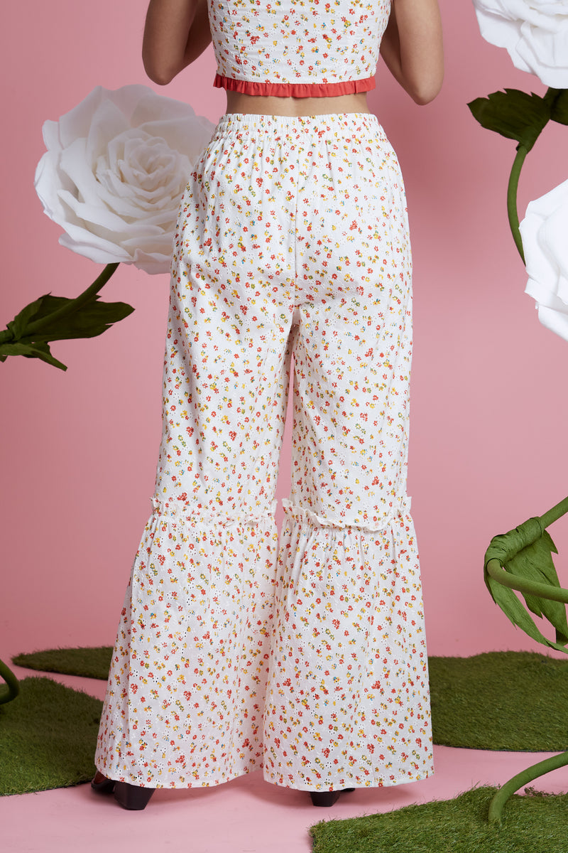 Blossom Broderie Trousers - White