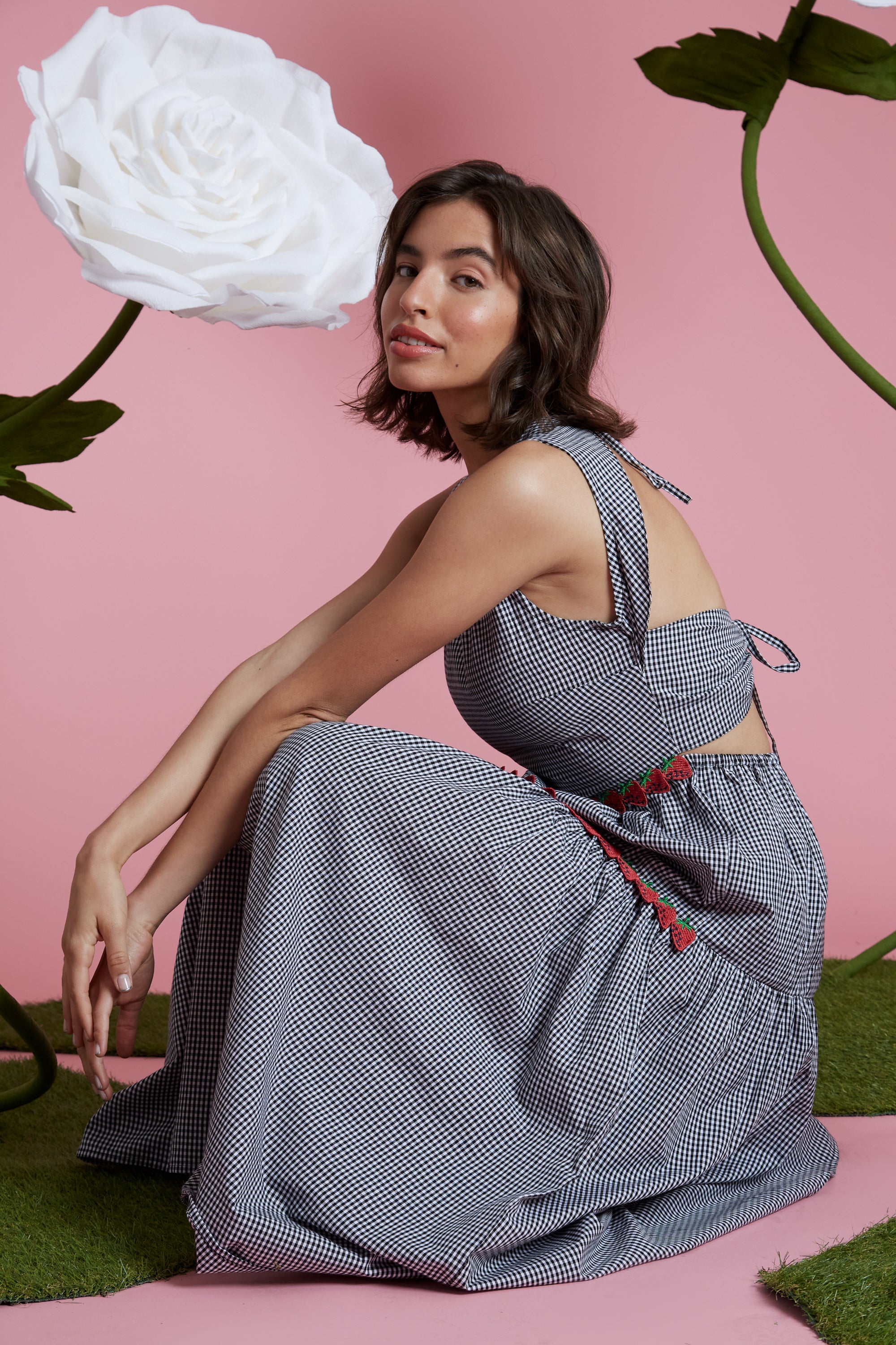 Theo Gingham Dress - Black