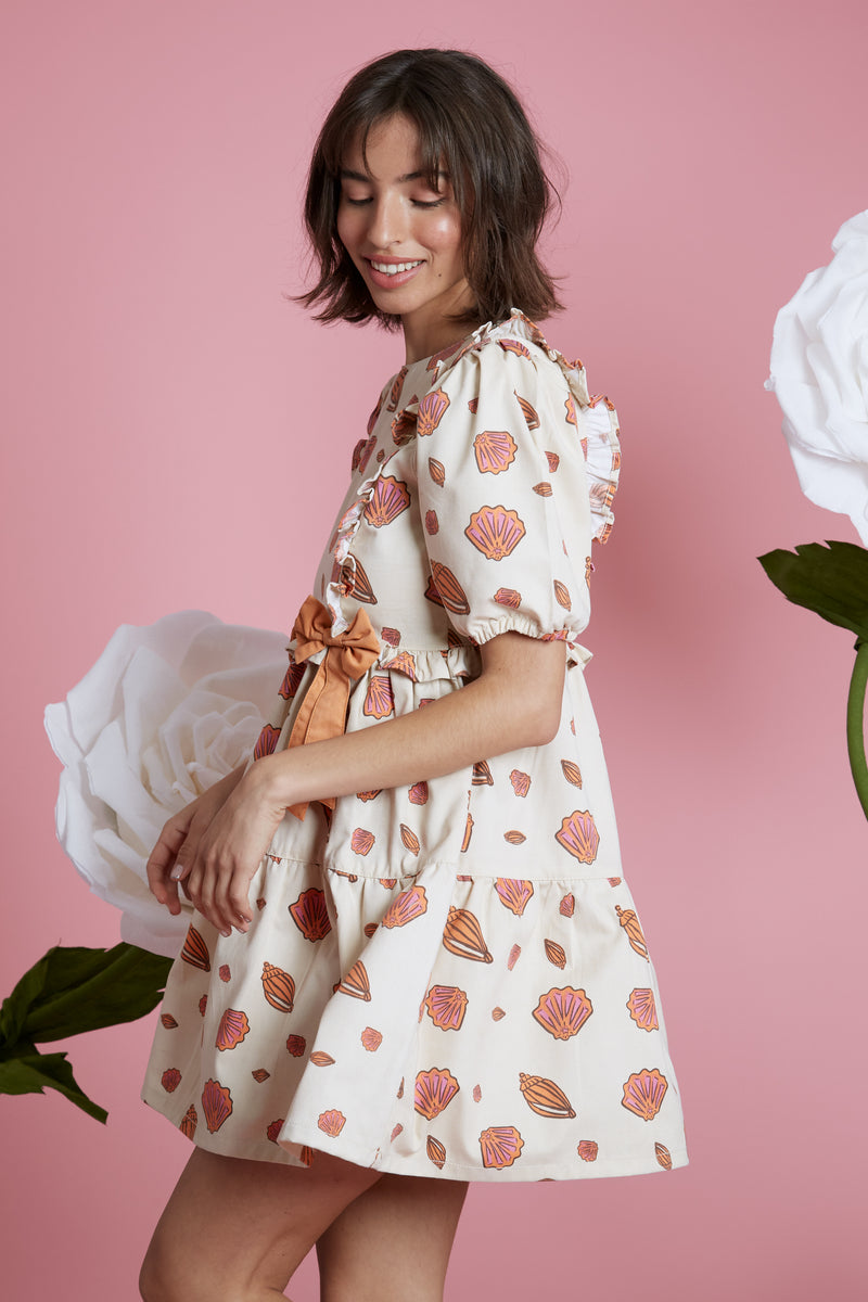 Marinia Tiered Smock Dress  - Cream