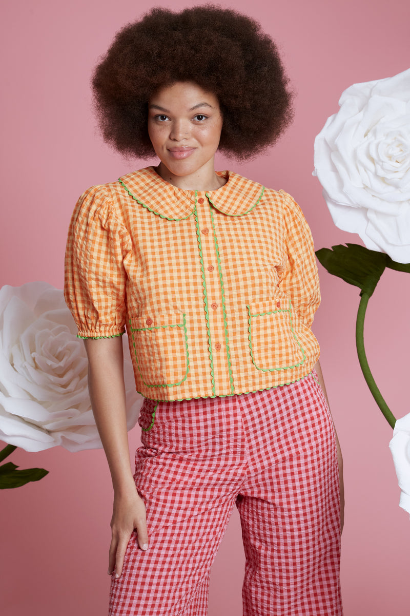 Nikita Cropped Gingham Shirt - Curve