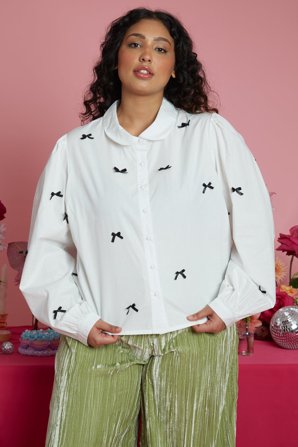 Dolly Bow Applique Shirt - Curve