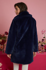 Anais Bow Detail Faux Fur Midi Coat