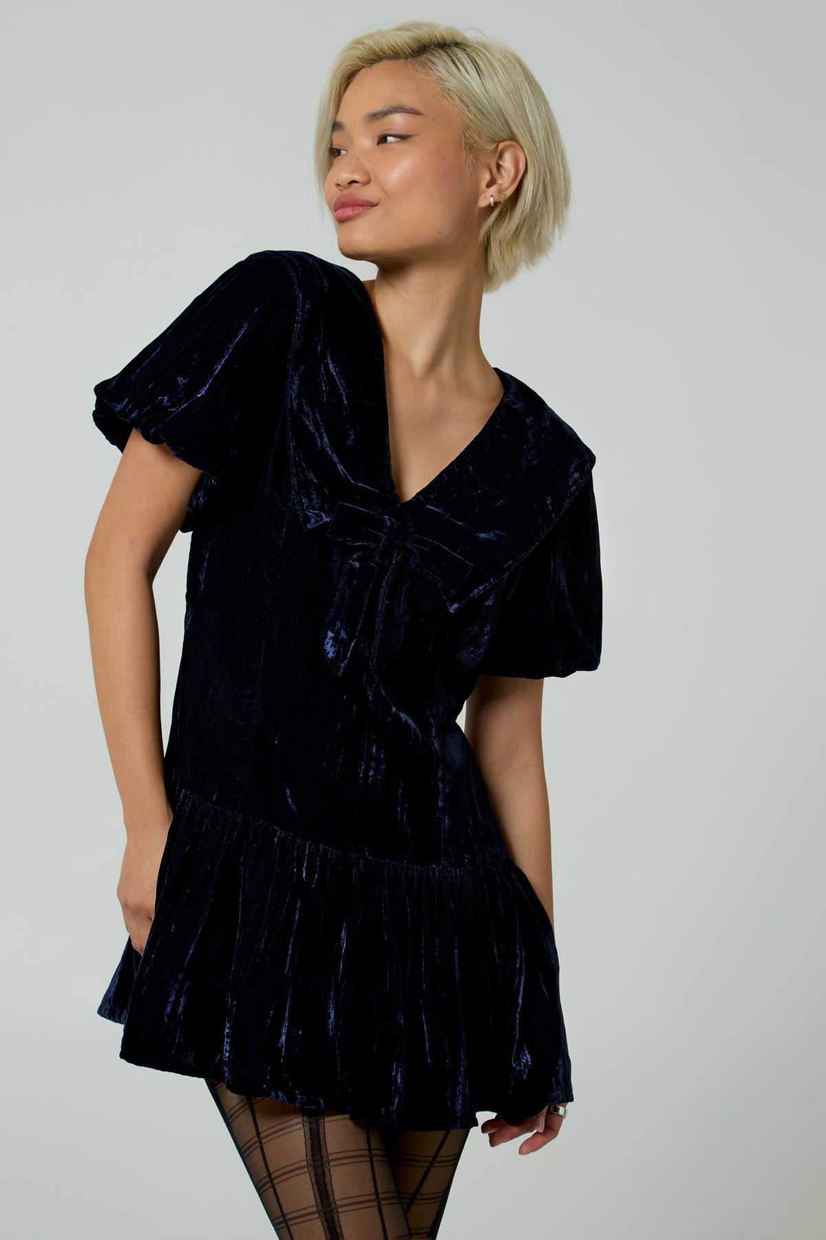 Bianca Velvet Puff Sleeve Dress