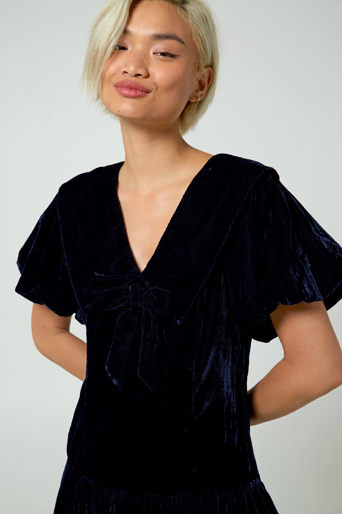 Bianca Velvet Puff Sleeve Dress