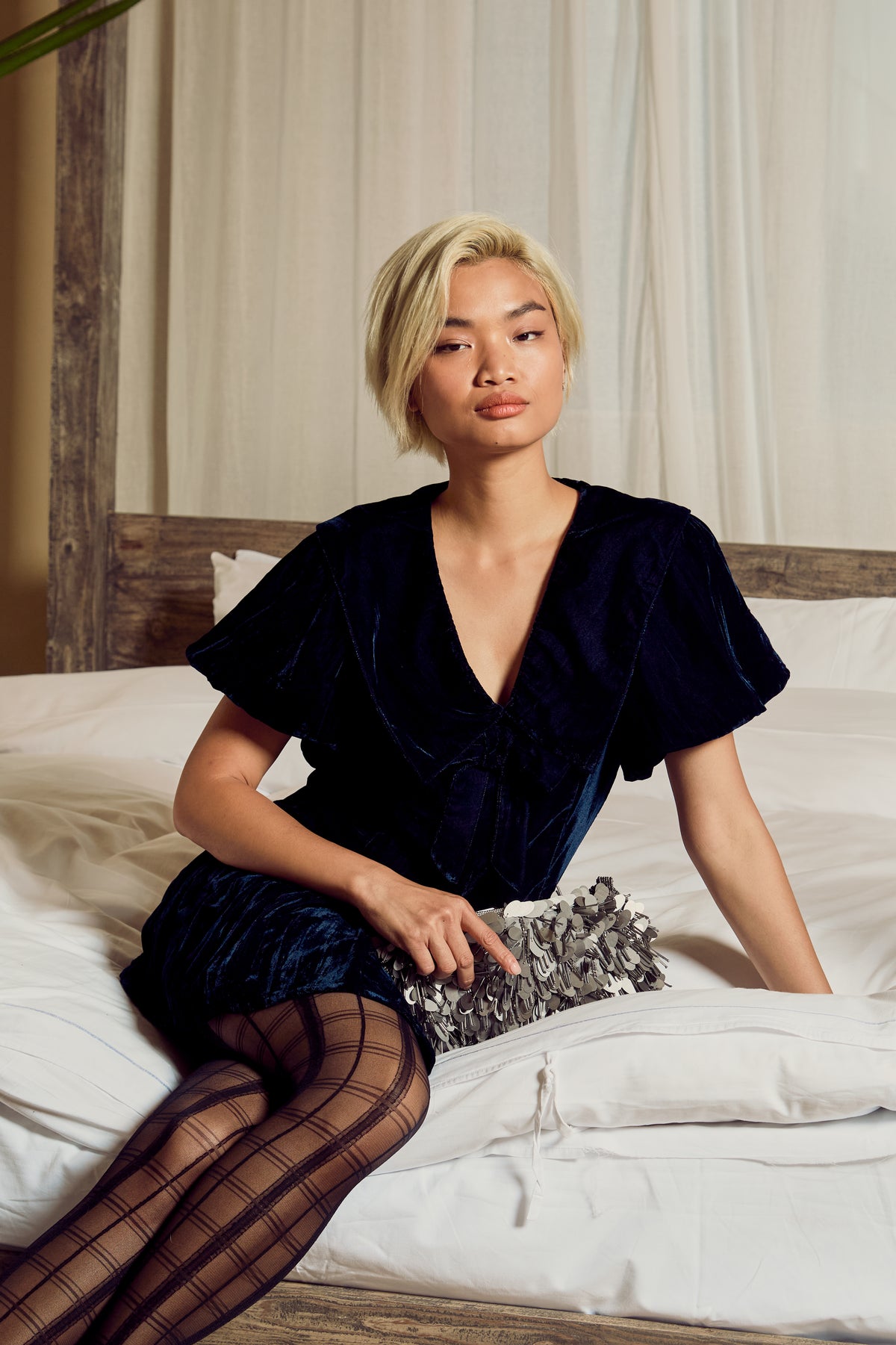 Bianca Velvet Puff Sleeve Dress