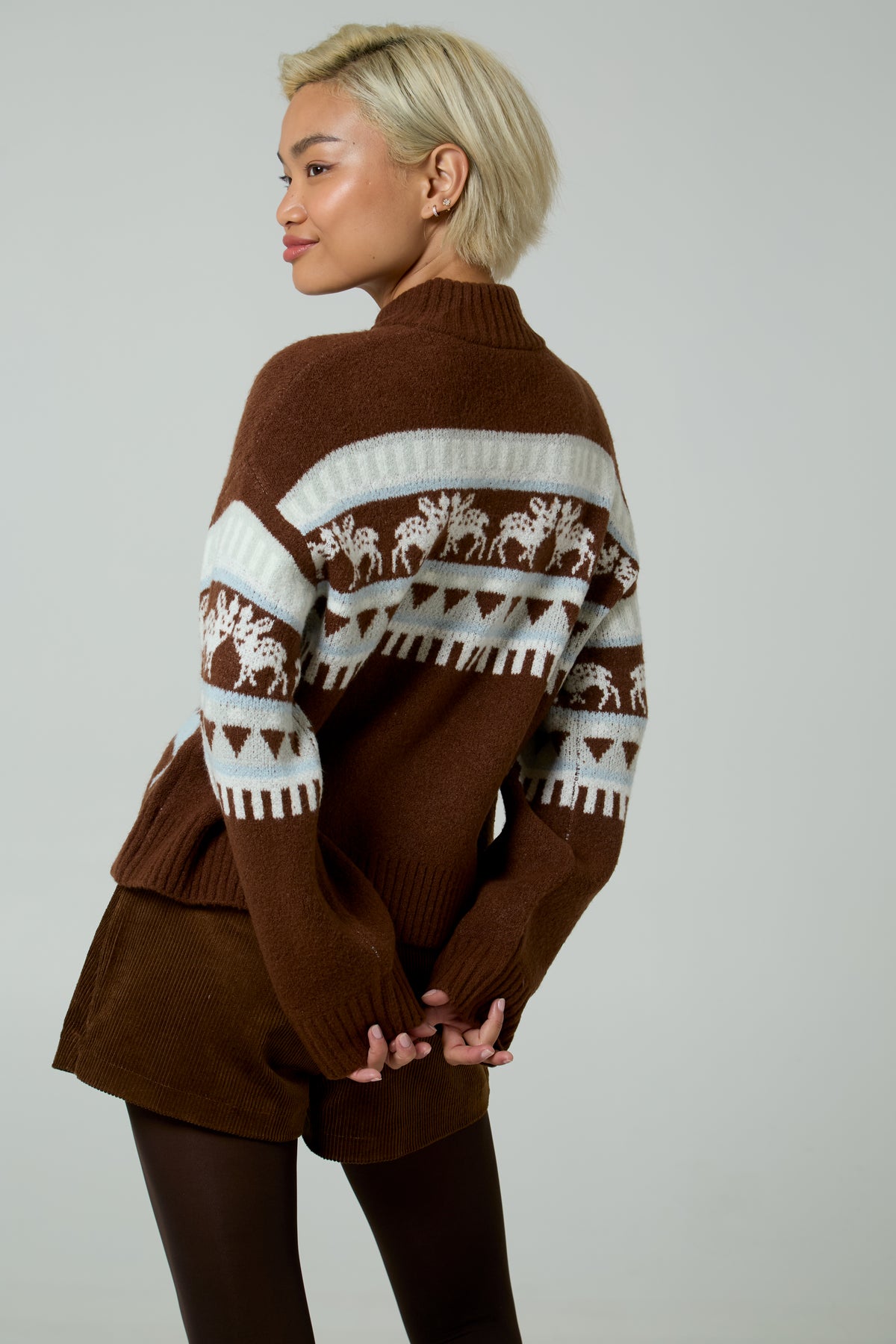 Aspen Deer Print Zip Up Jumper