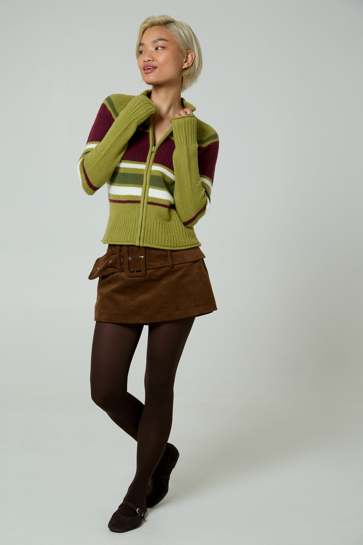 Greta Stripe Zip Jumper