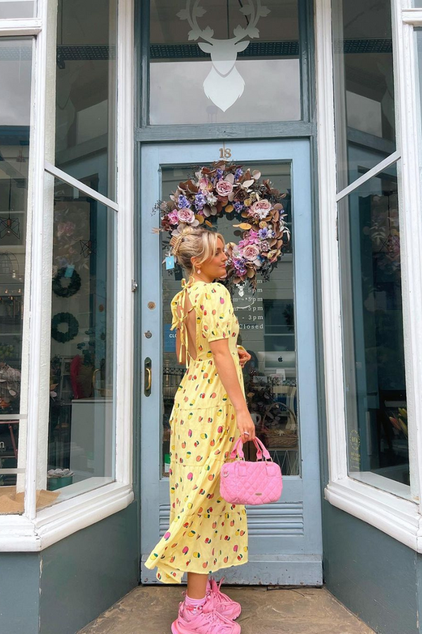 Fruity Midi Dress - Yellow