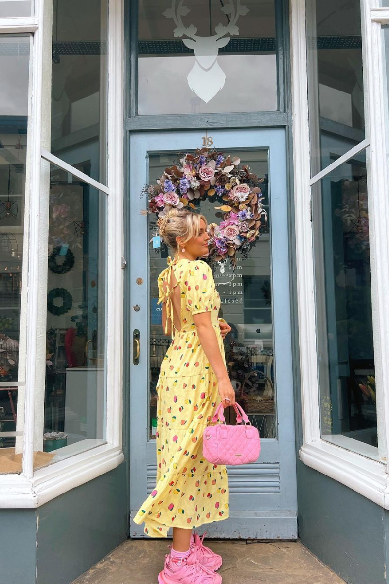 Fruity Midi Dress - Yellow