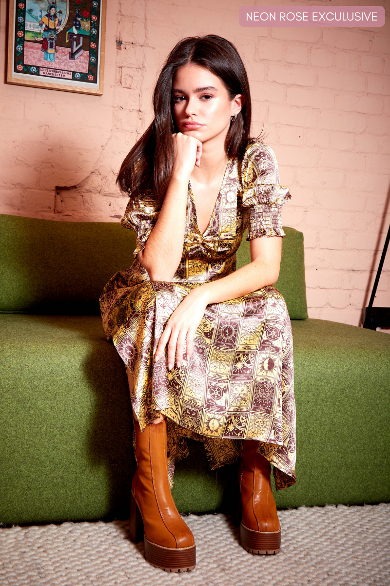 Goldie Puff Sleeve Dress - Gold
