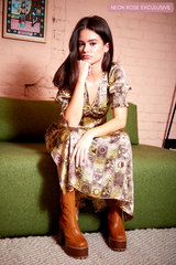 Goldie Puff Sleeve Dress - Gold